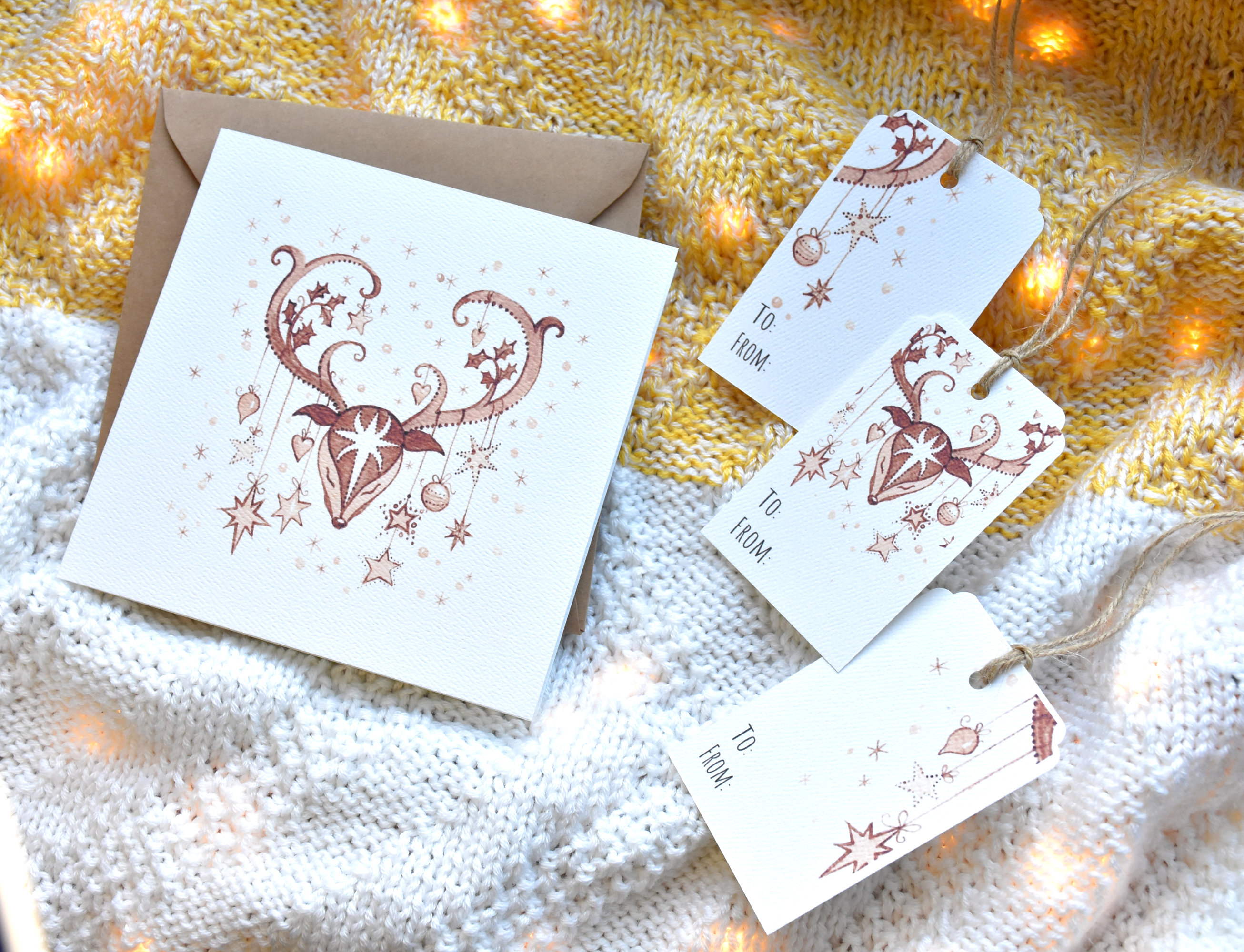 Téli szarvasok - Karácsonyi üdvözlő kártya szett