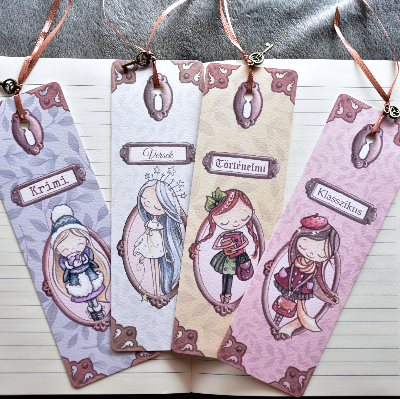 Színes Monka-lányok - kulcsos könyvjelző válogatás 1. 