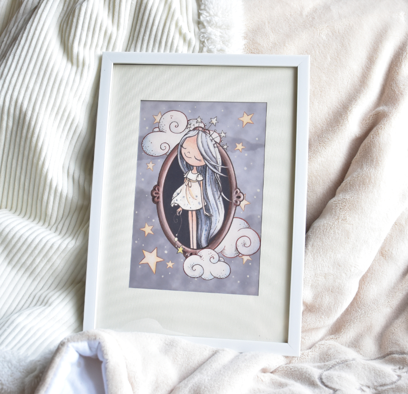 Csillagos Monka-lány - Nyomtatott illusztráció