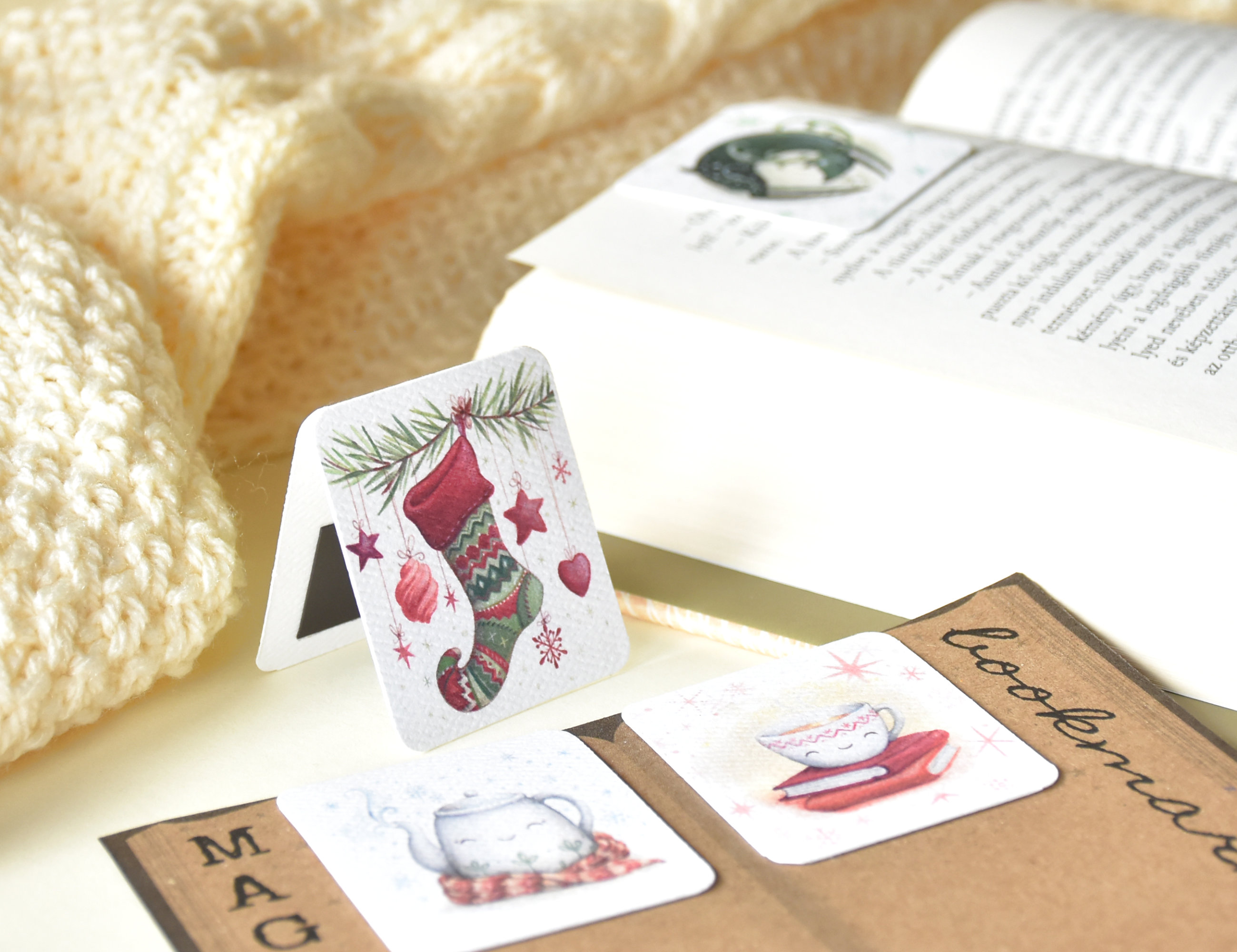 Karácsonyi minták - mágneses könyvjelzők