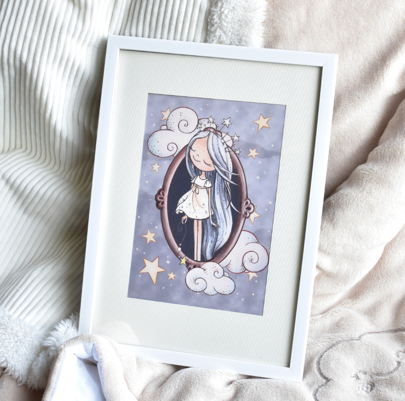 Csillagos Monka-lány - Nyomtatott illusztráció