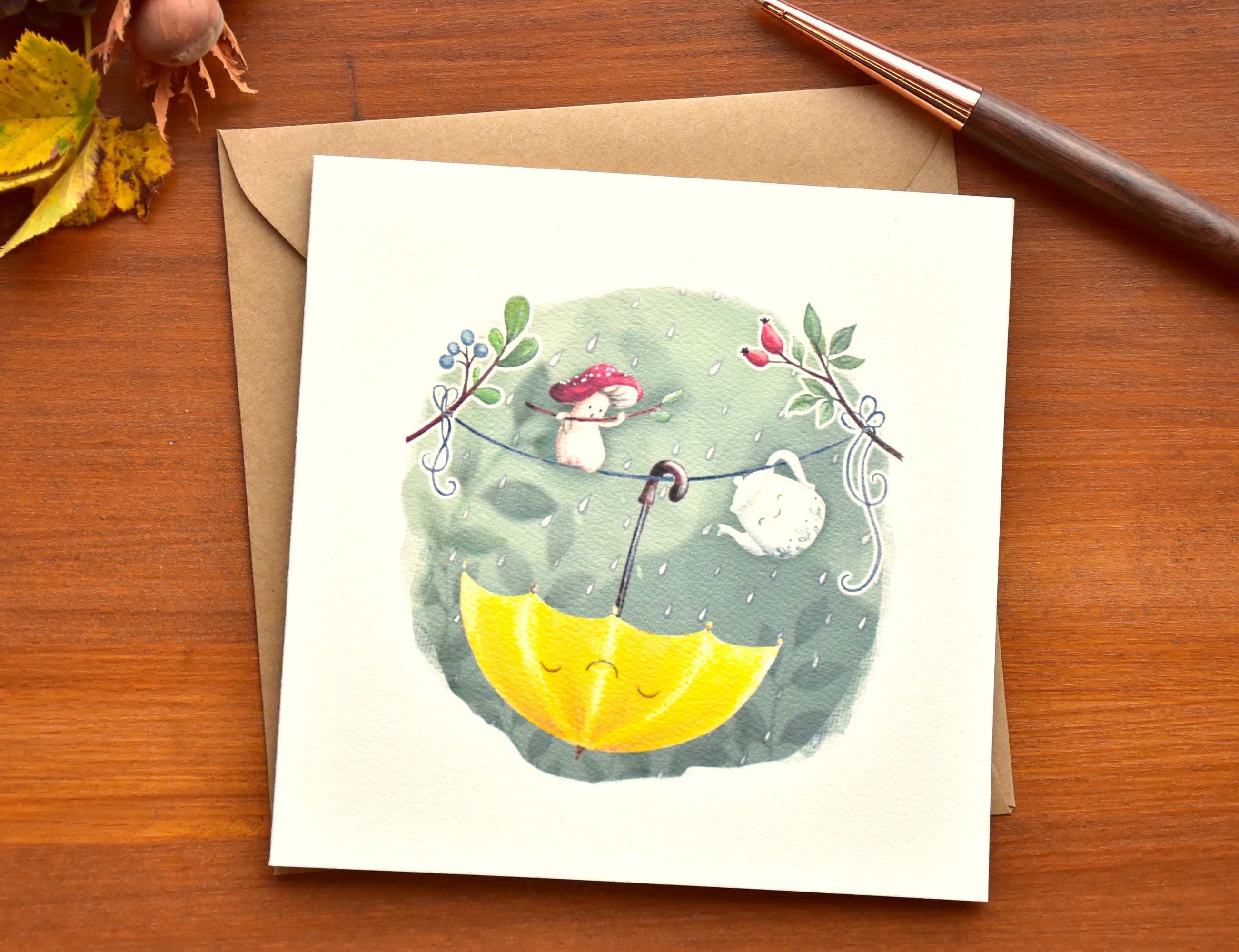 Erdei eső - Őszi üdvözlő kártya szett