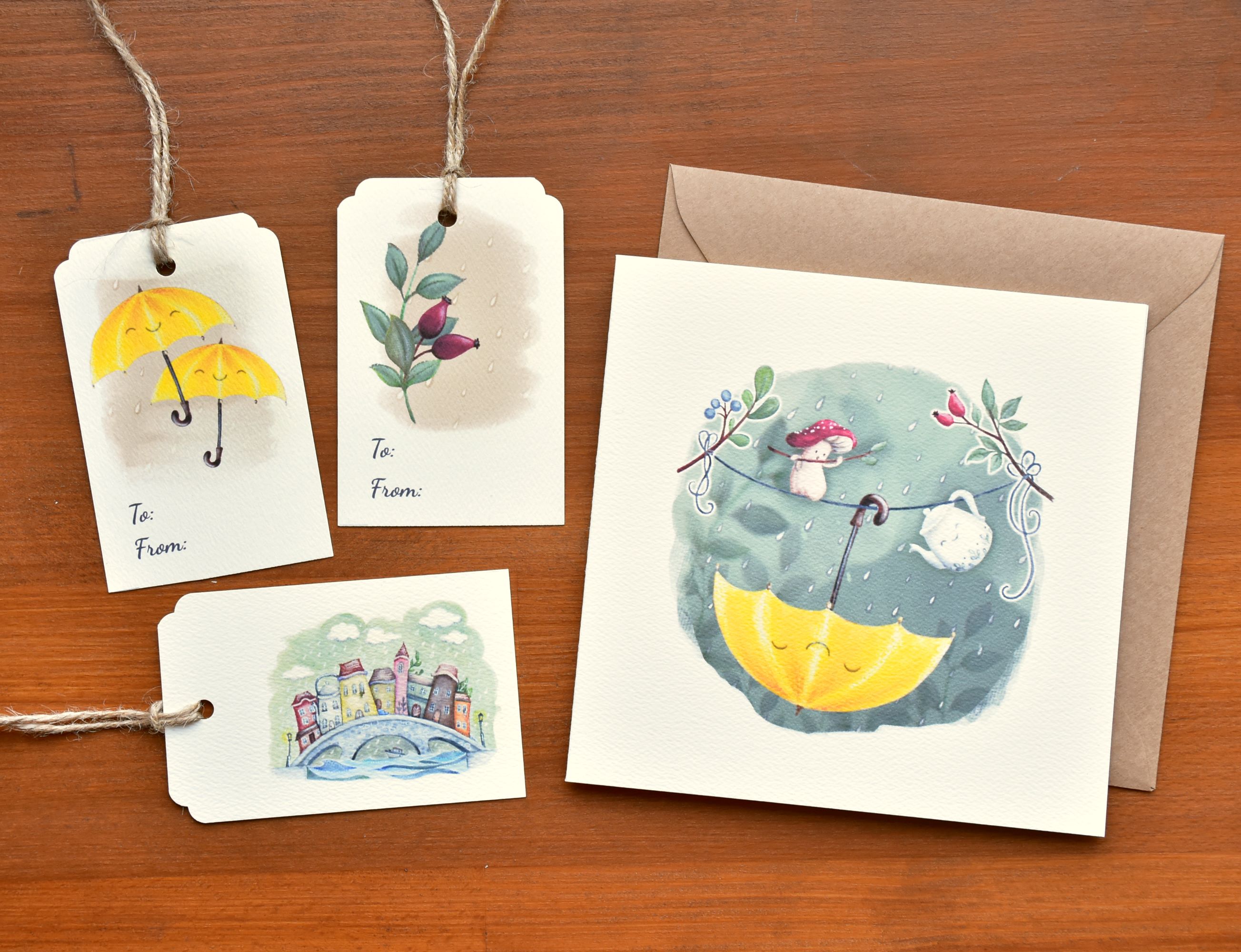 Erdei eső - Őszi üdvözlő kártya szett