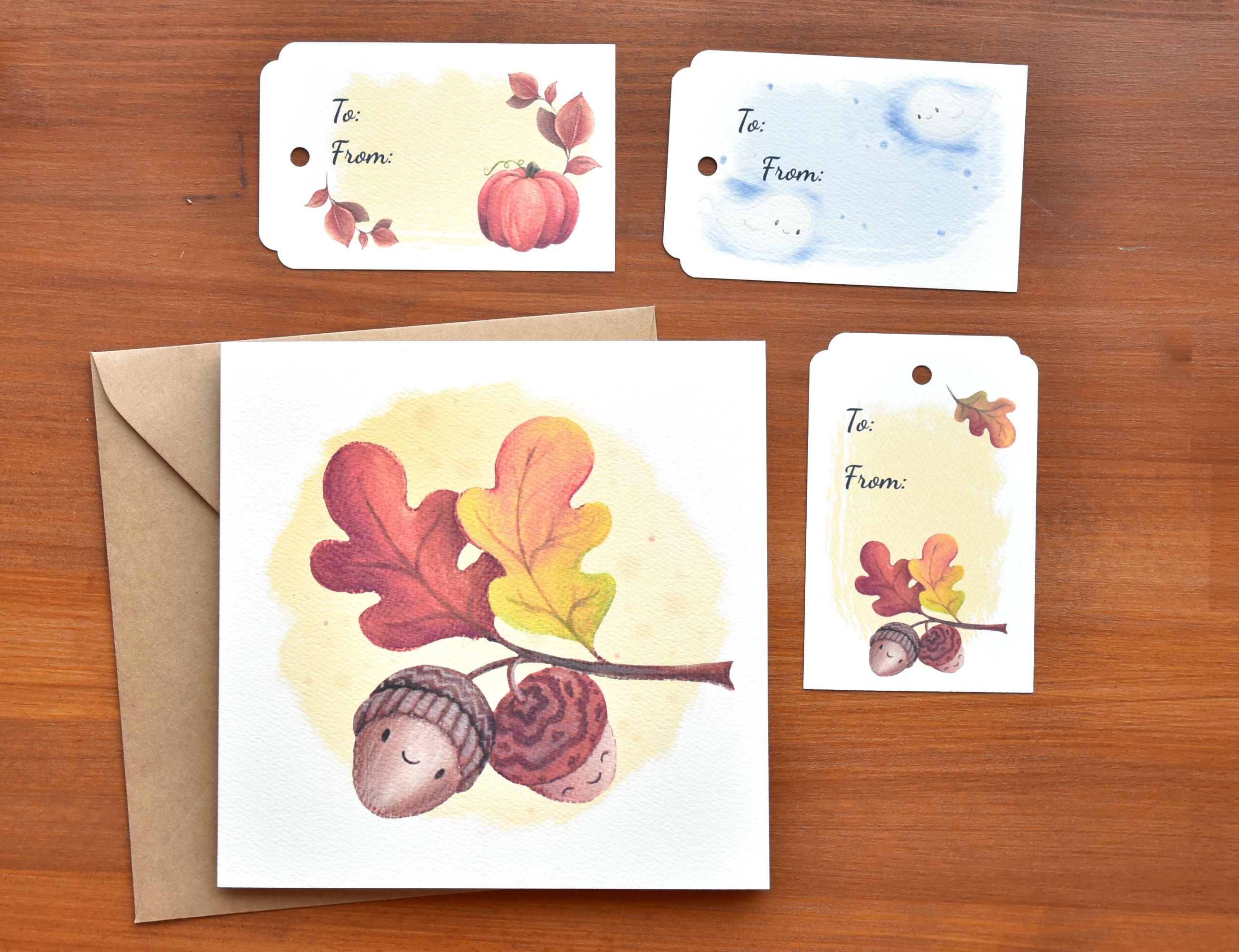 Makkocskák - Őszi üdvözlő kártya szett