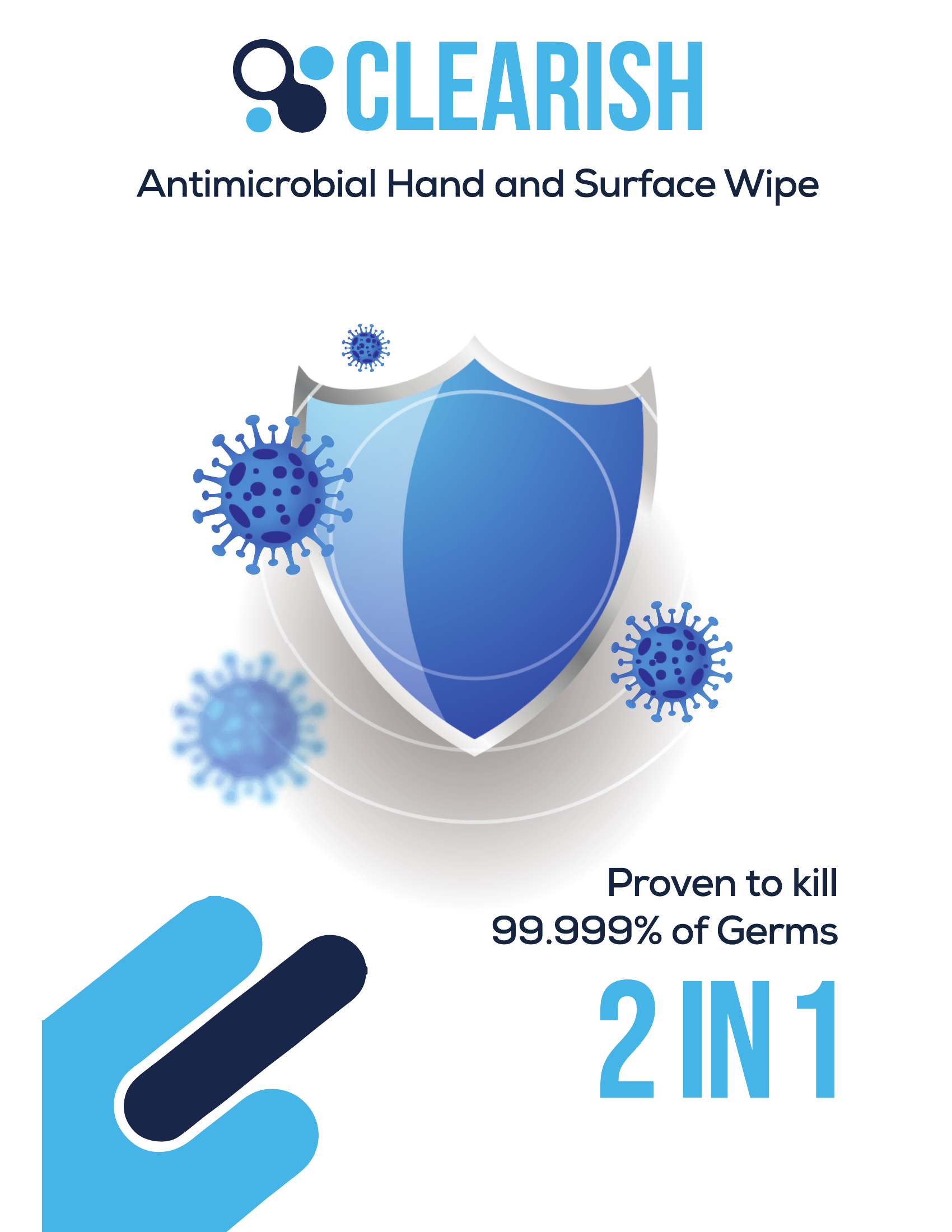 Clearish Antimicrobial wet wipe