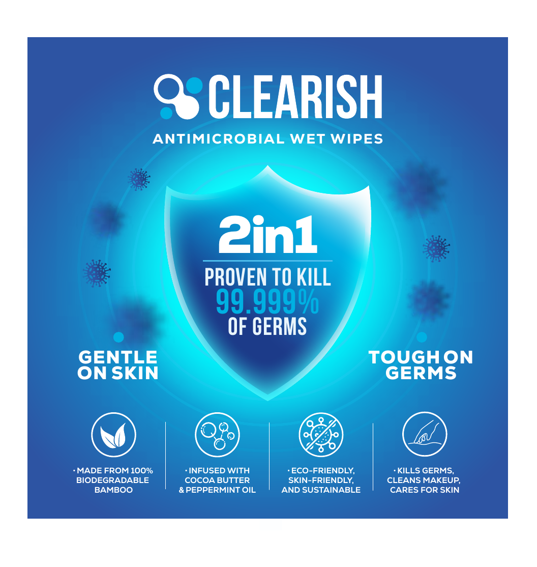 Clearish Antimicrobial wet wipe