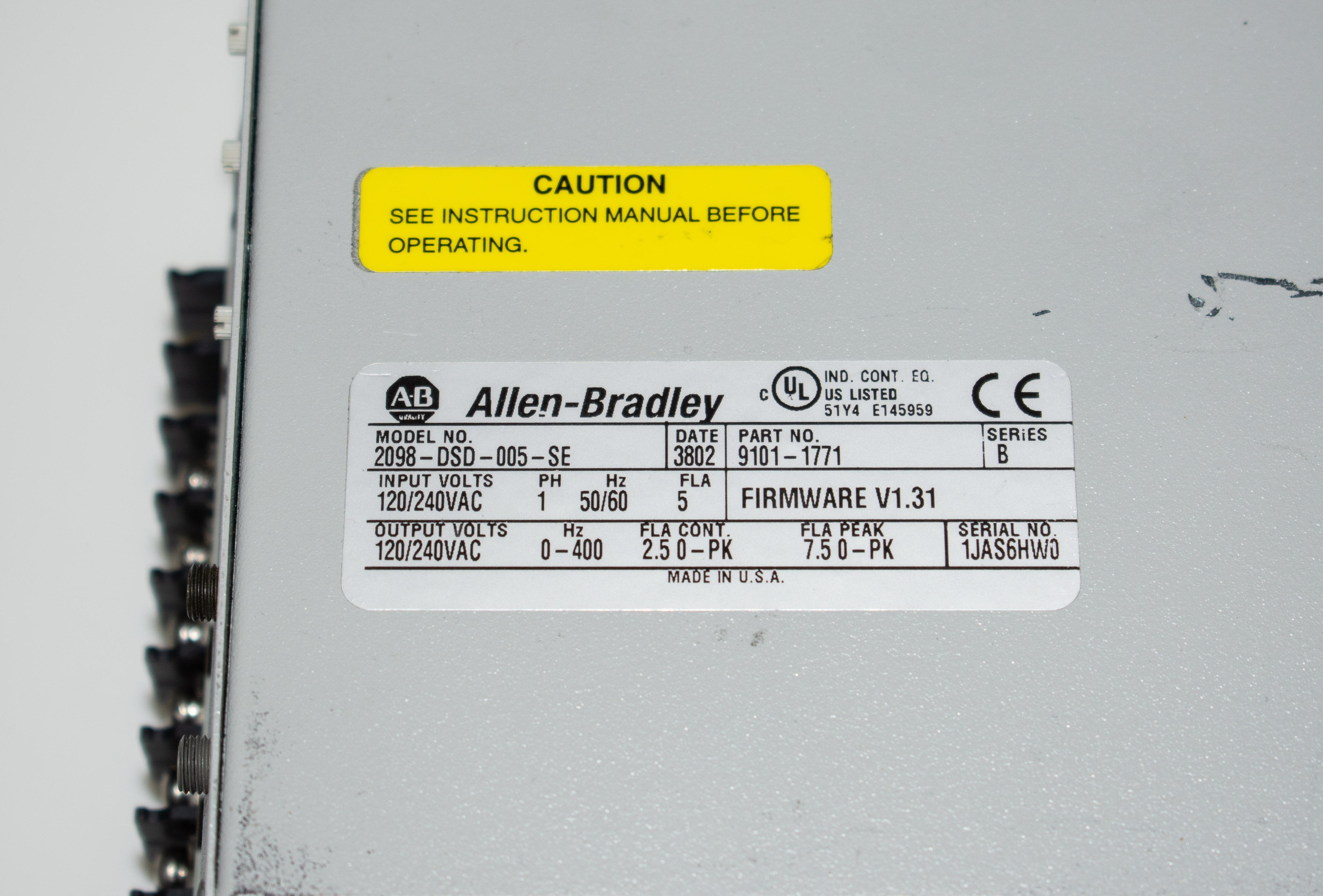 Allen-Bradley Ultra 3000 2098-DSD-005 9101-1765 servo drive tested 6-monyh warranty