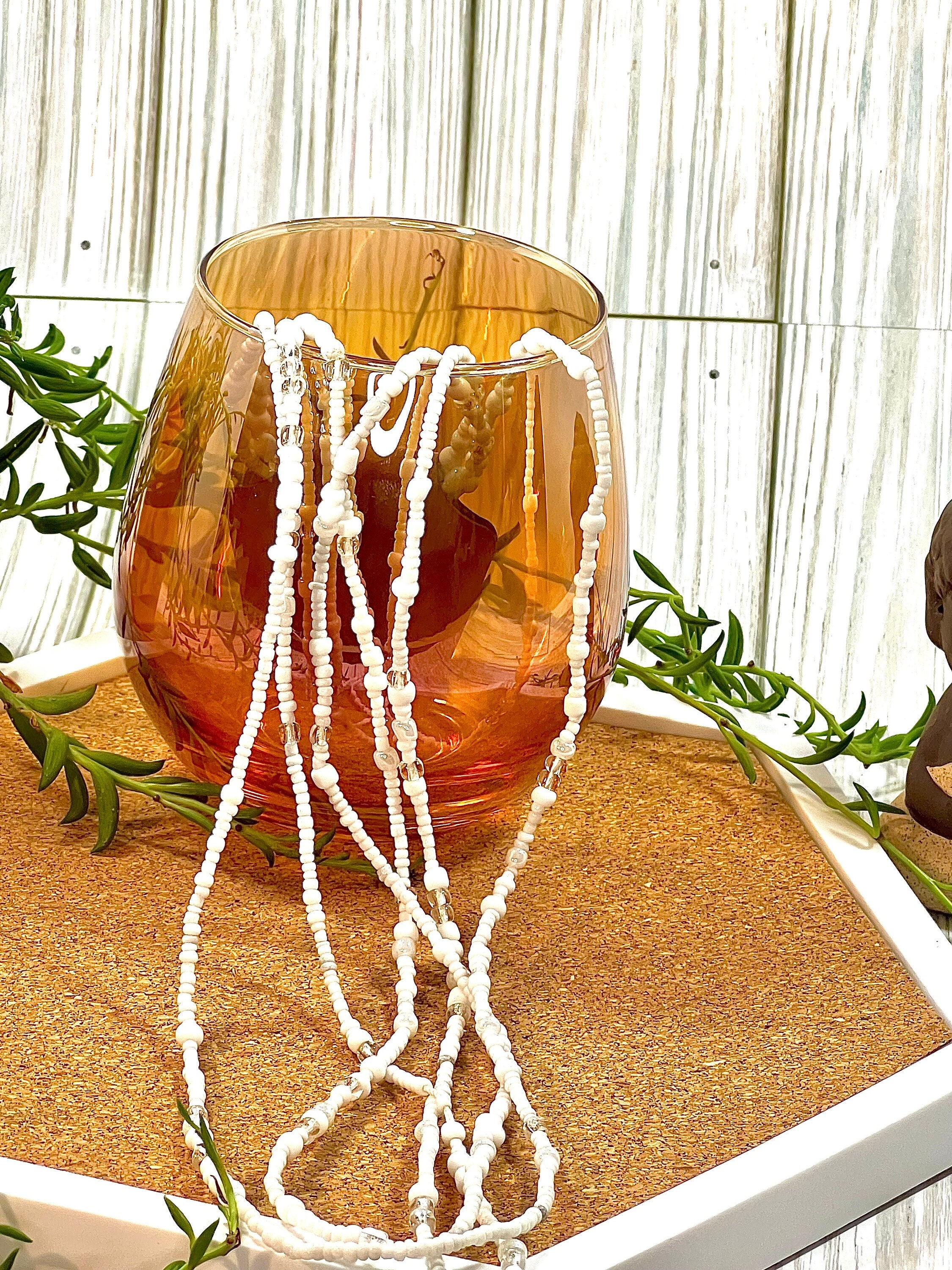 All White Tie On Waist Beads in 45 or 60-inch Strands. 