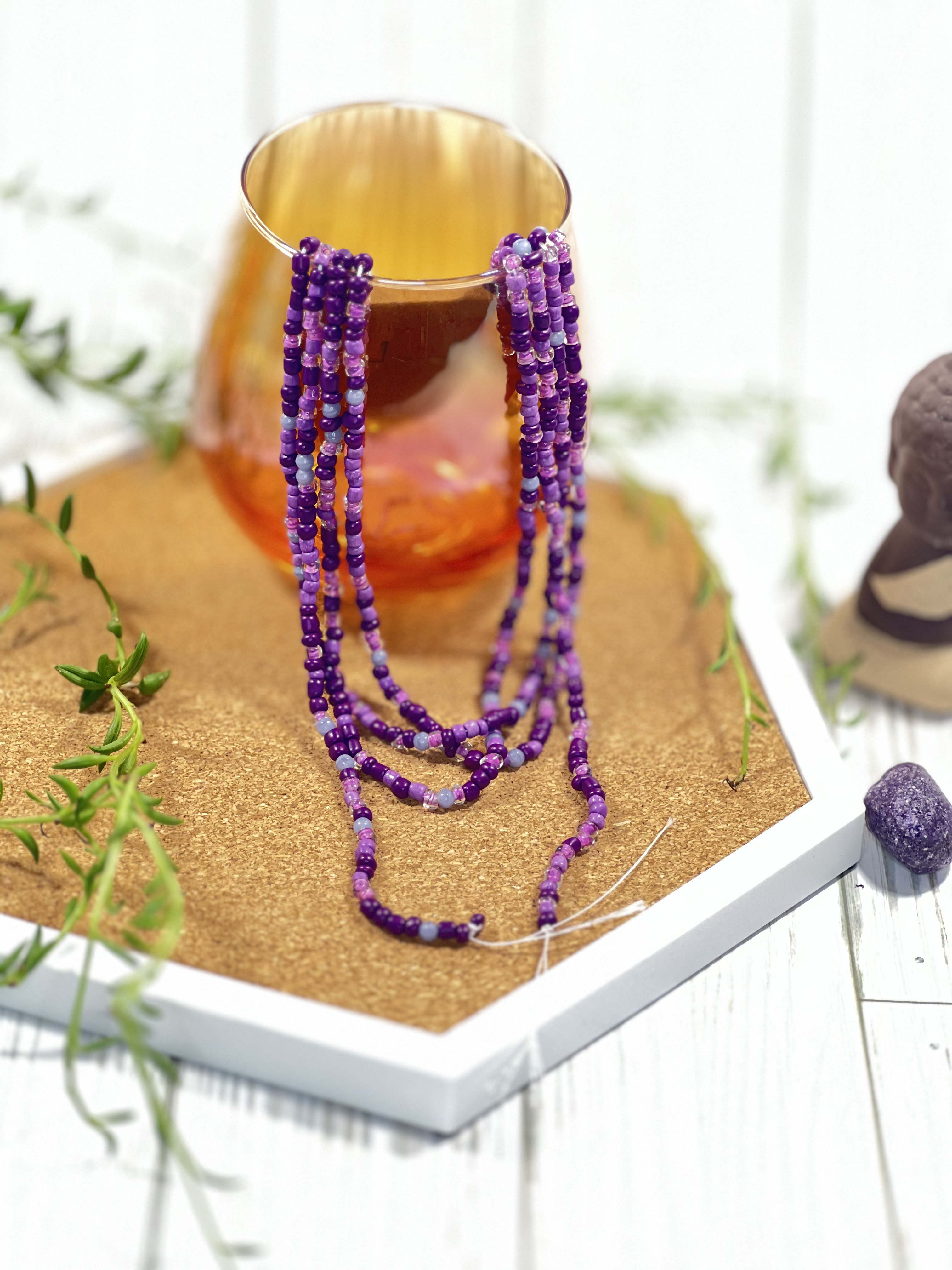Lavender Flame Tie-On Waist Beads | 45" or 60" Strand