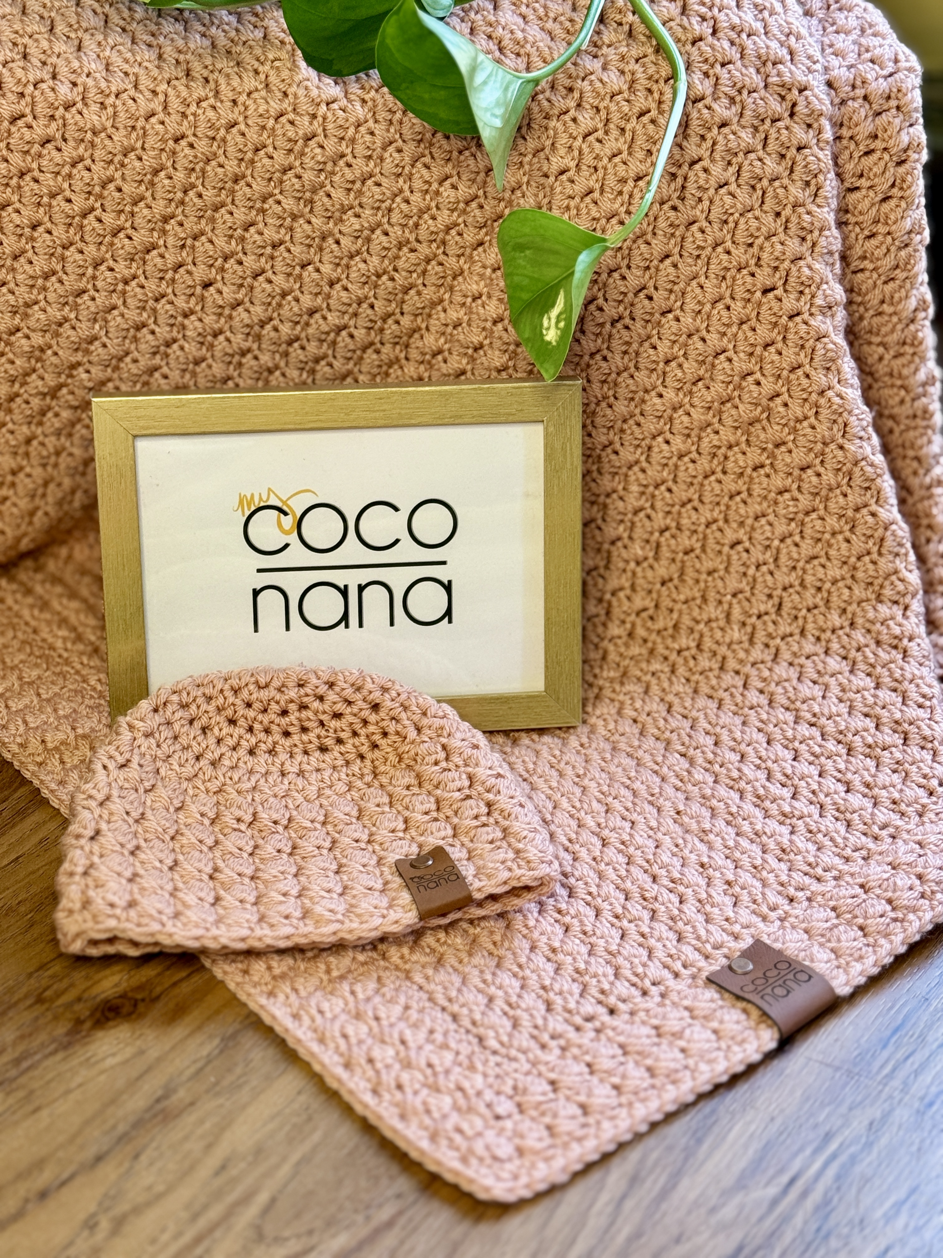 Lessard Heirloom Hand Knit Crocheted Baby Gift Set ~ Blanket, bonnet and Hat in Cherry Blossom