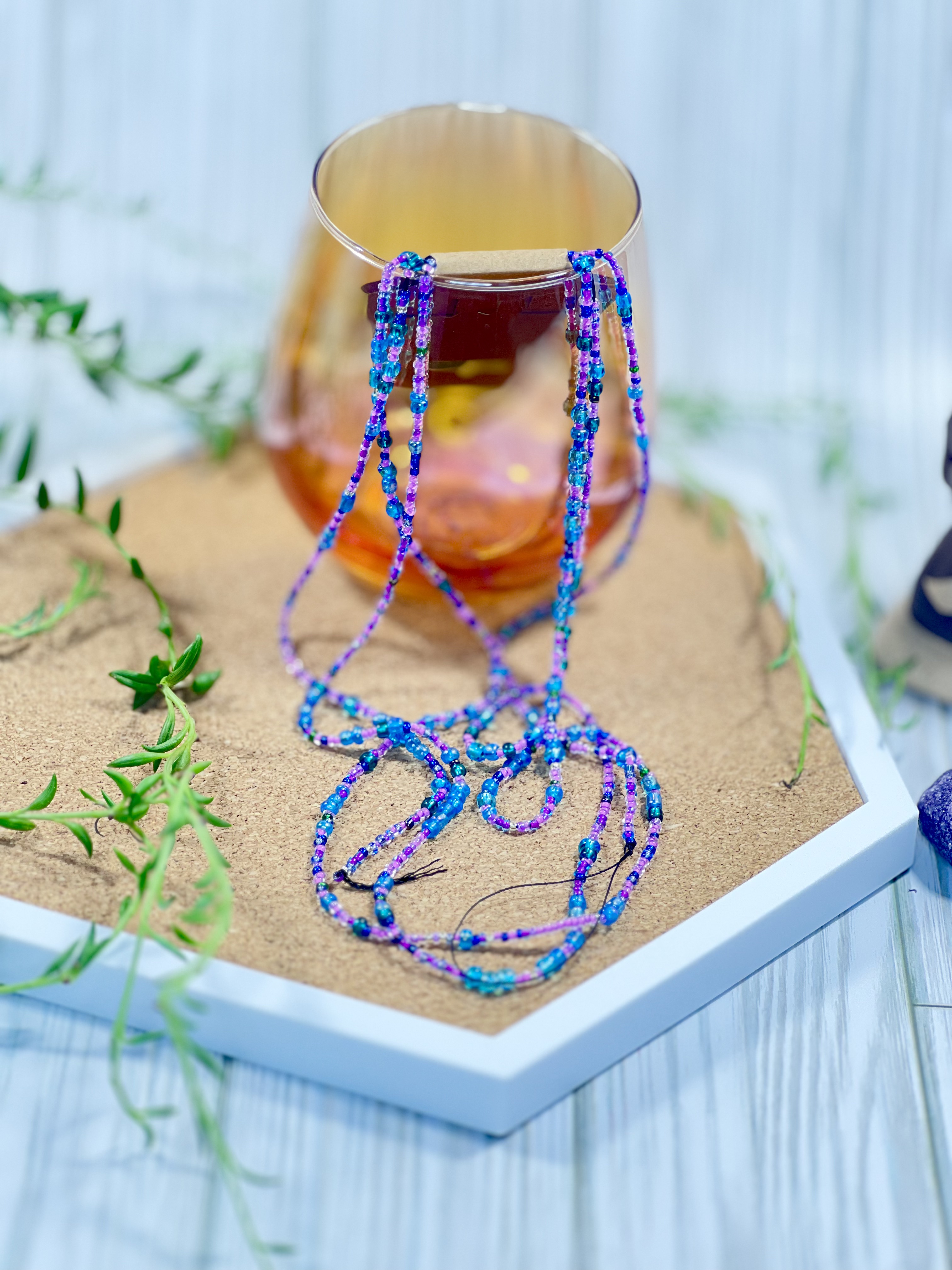 Throne & Tide - Purple, Teal, and Iridescent Tie-On Waist Beads in 45 or 60 inch Strands