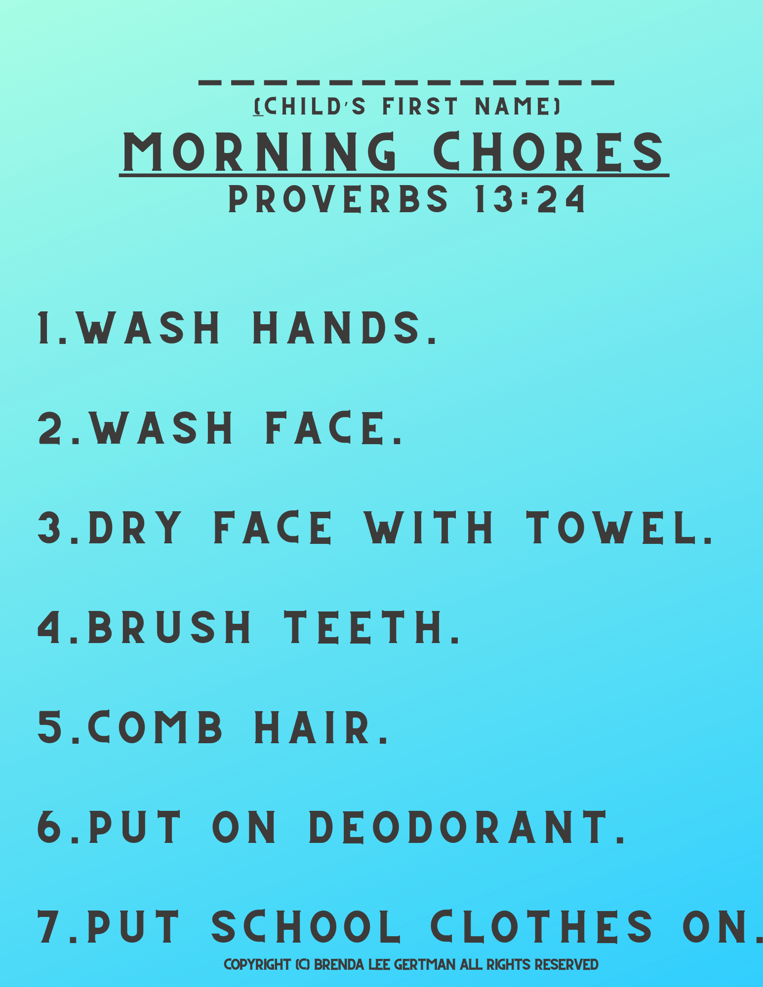 Autism Spectrum Morning Checklist