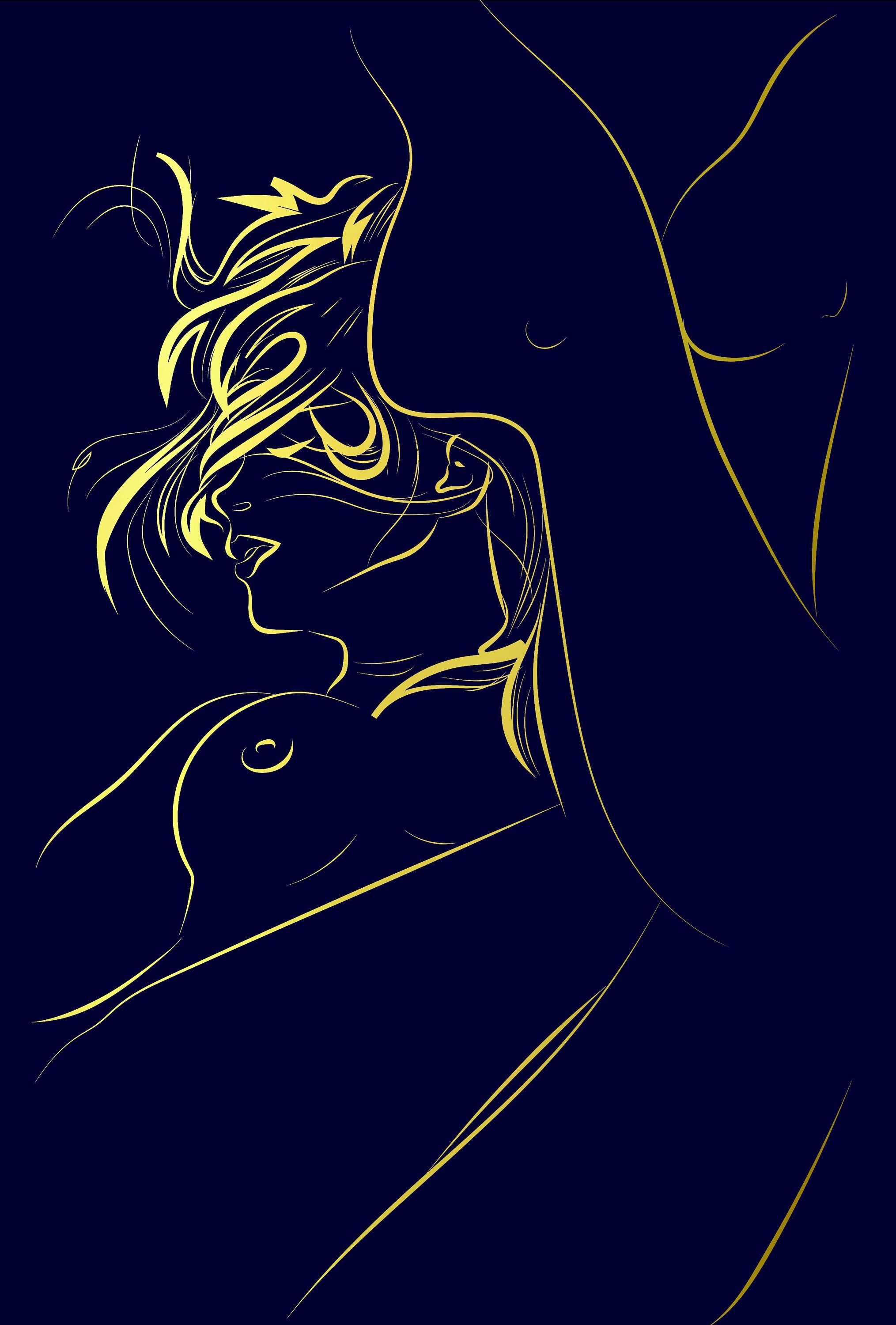 Ecstatic savouring, Postcard, Luxurious, Golden Foil, Declaration of love for him