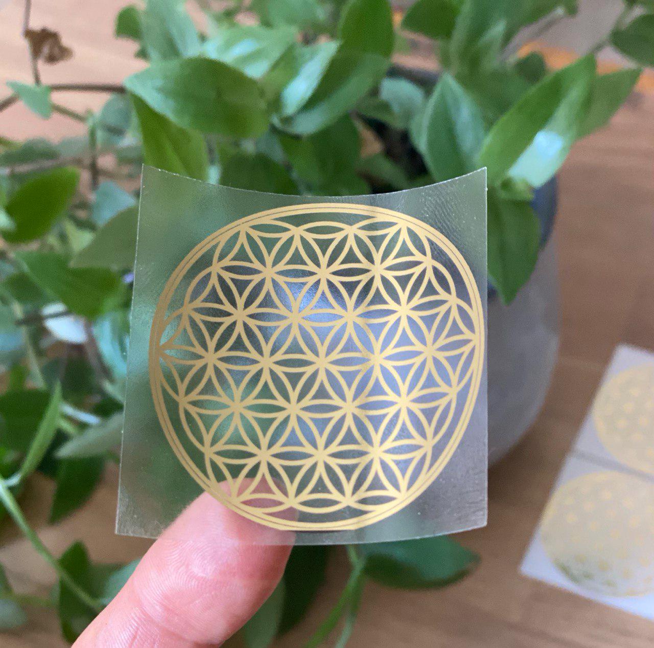 Flower of life transparent golden sticker Set of 7