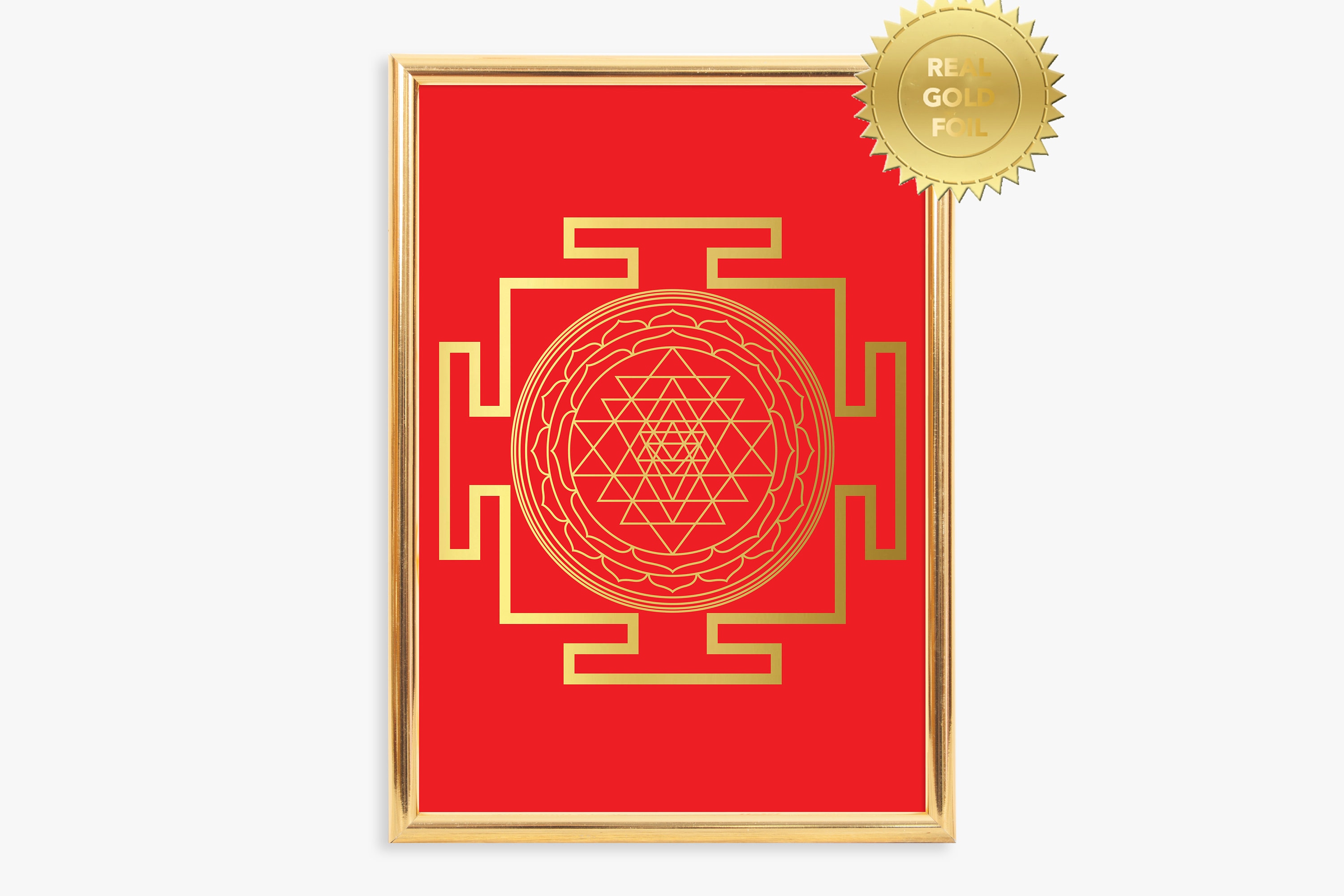 Sri Yantra, Tripura Sundari, Gold foil, Wall Art, Fine Print, Frame not included