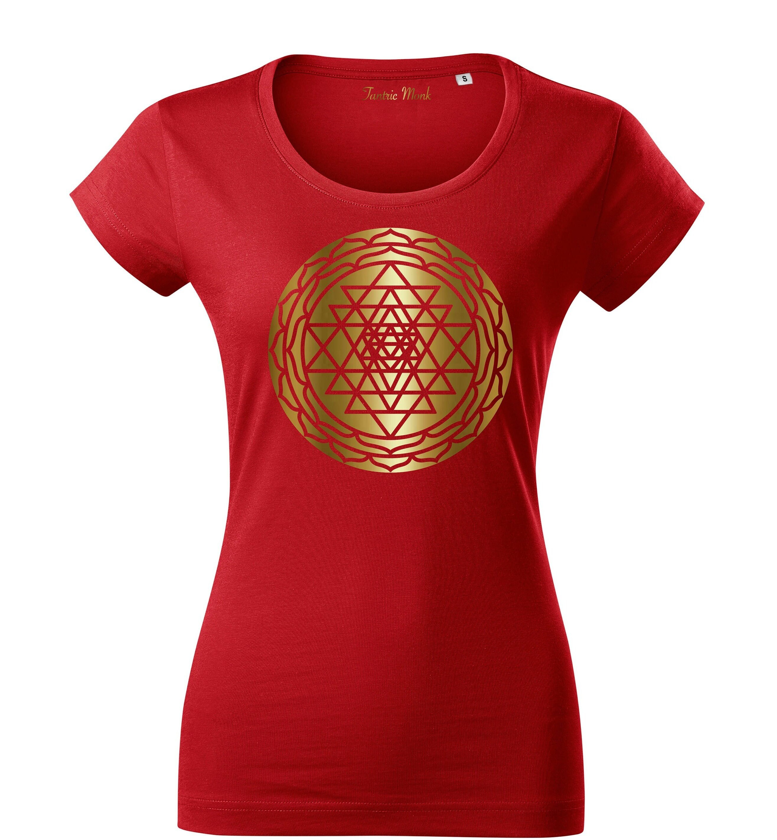 Sri Yantra Tripura Sundari T-Shirt with Golden Vinyl - Sacred Geometry