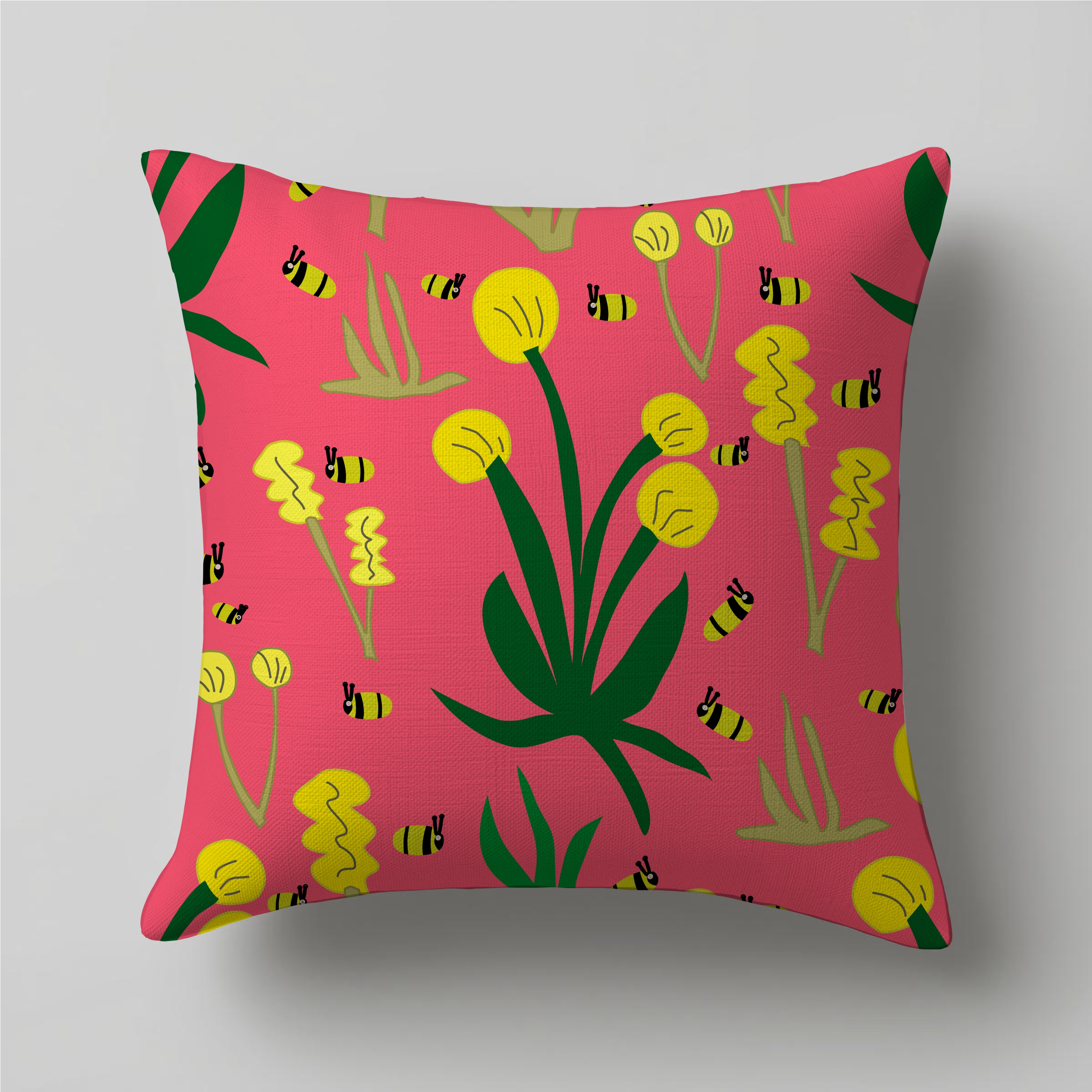 Handmade - Human-made Abstract Mustard Flowers with Bees