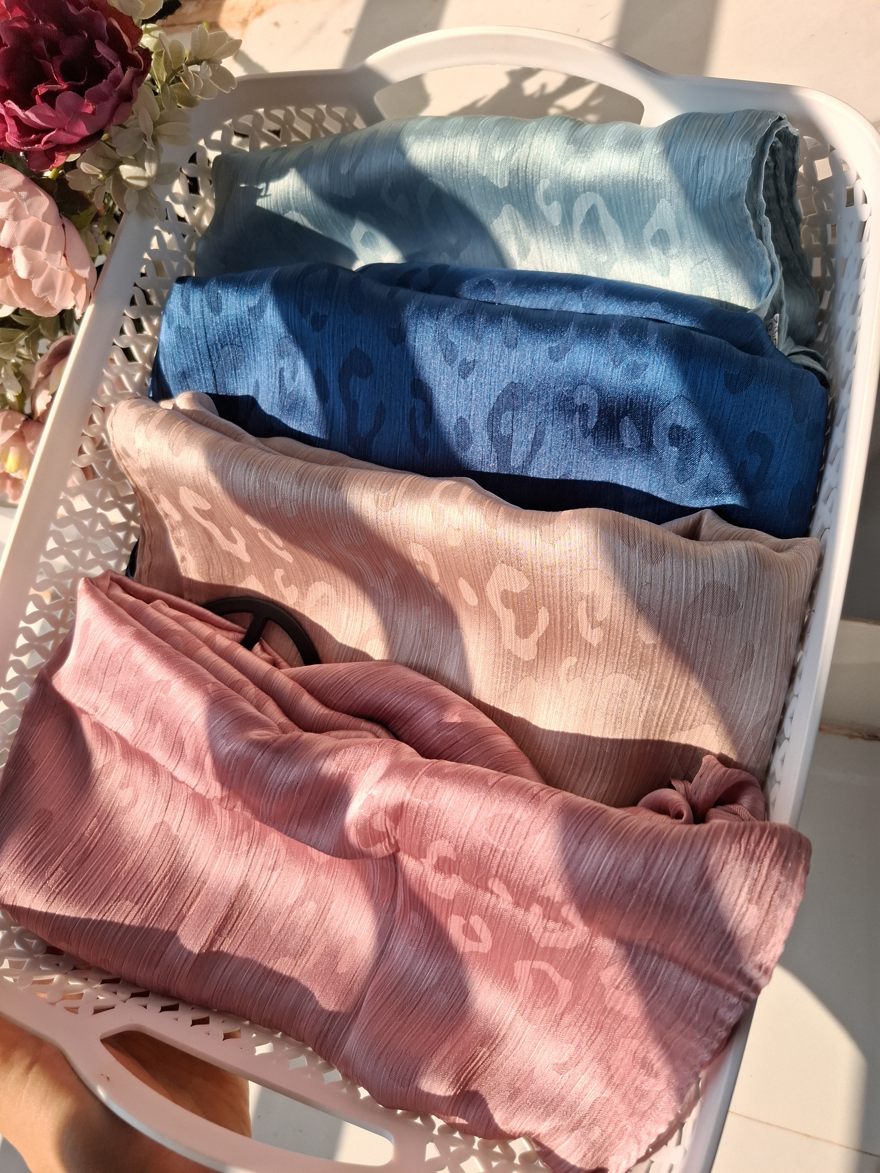 luxe Satin self Printed hijab