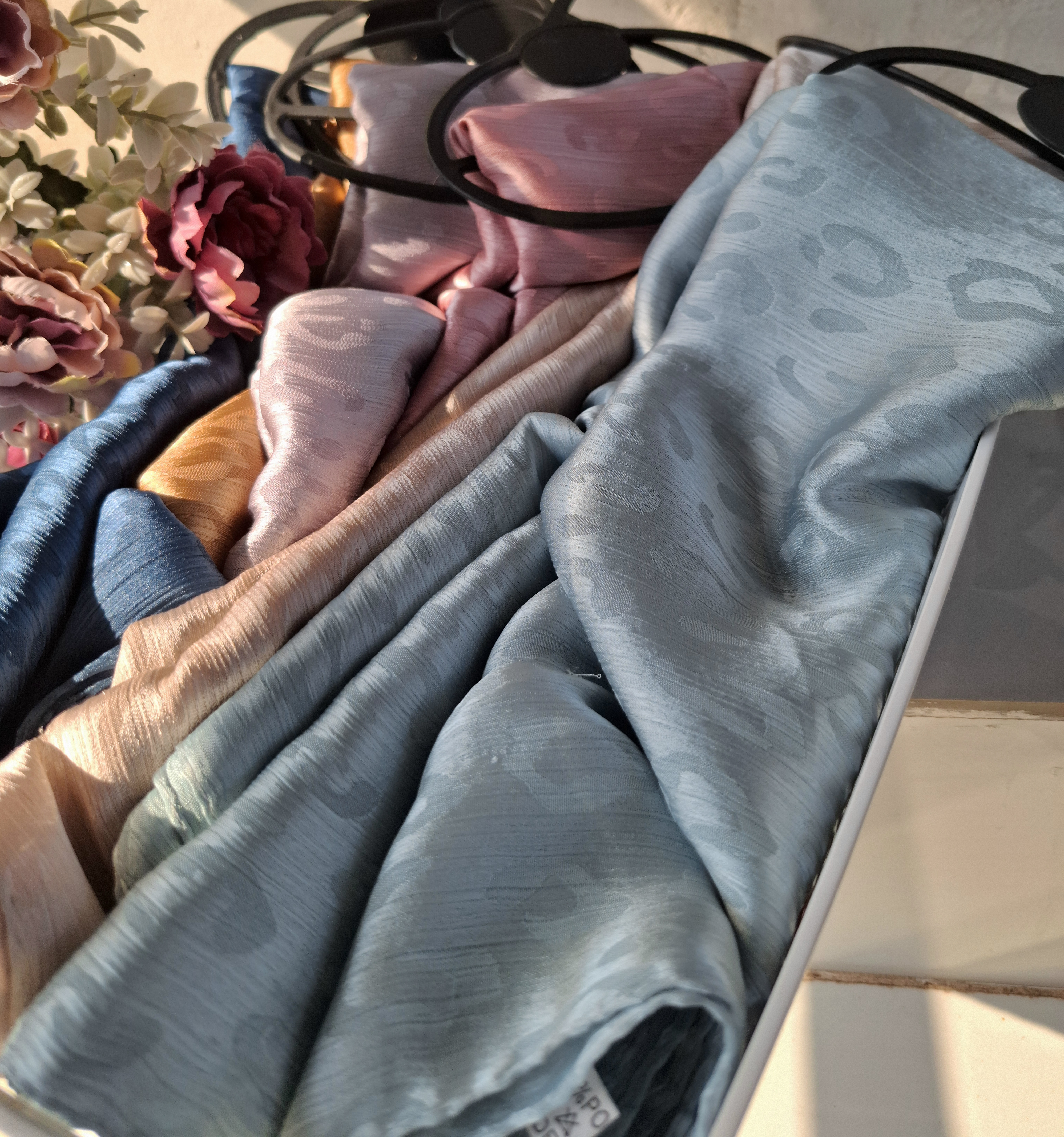 luxe Satin self Printed hijab