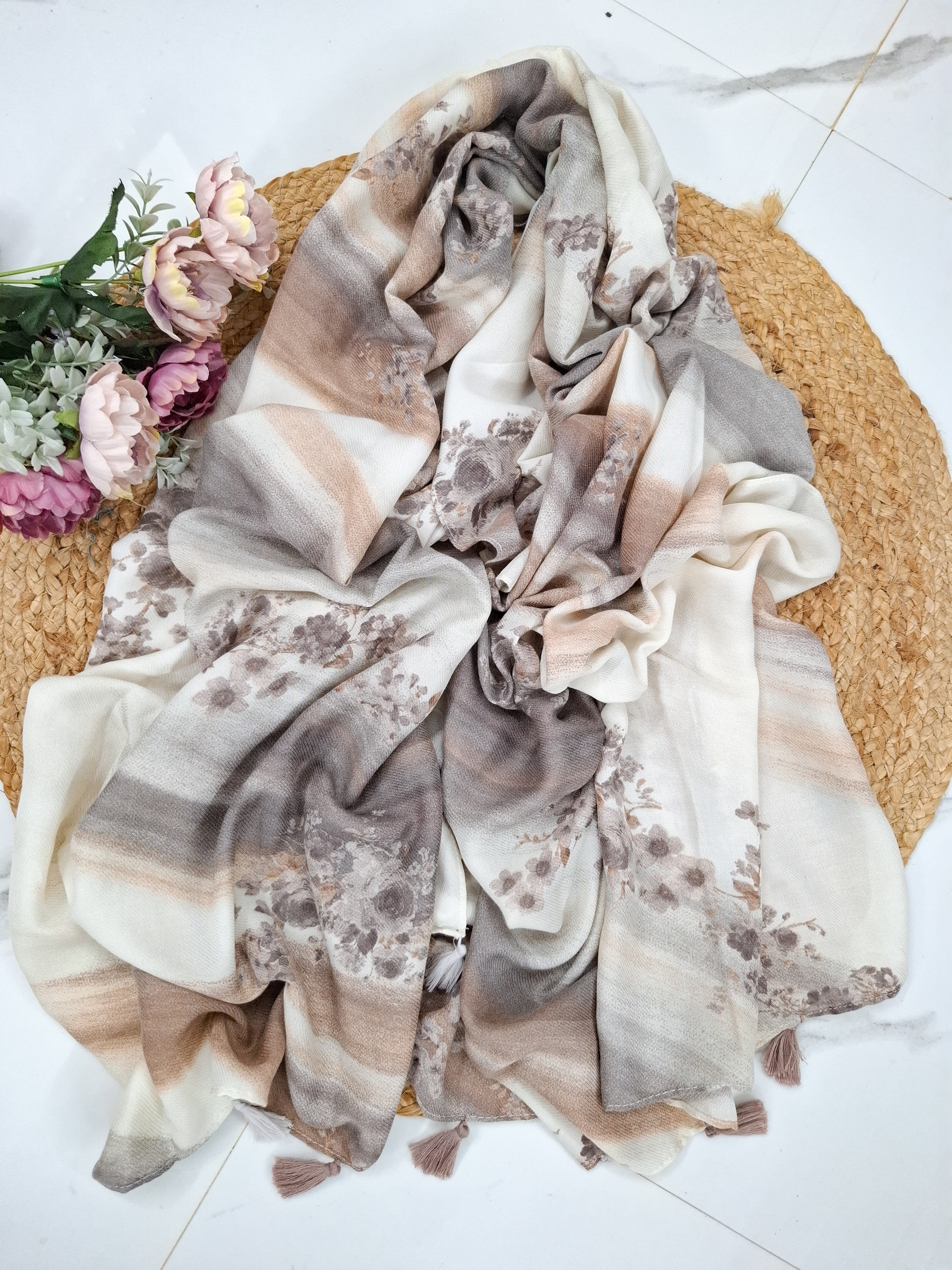 cotton floral printed hijab / shawl