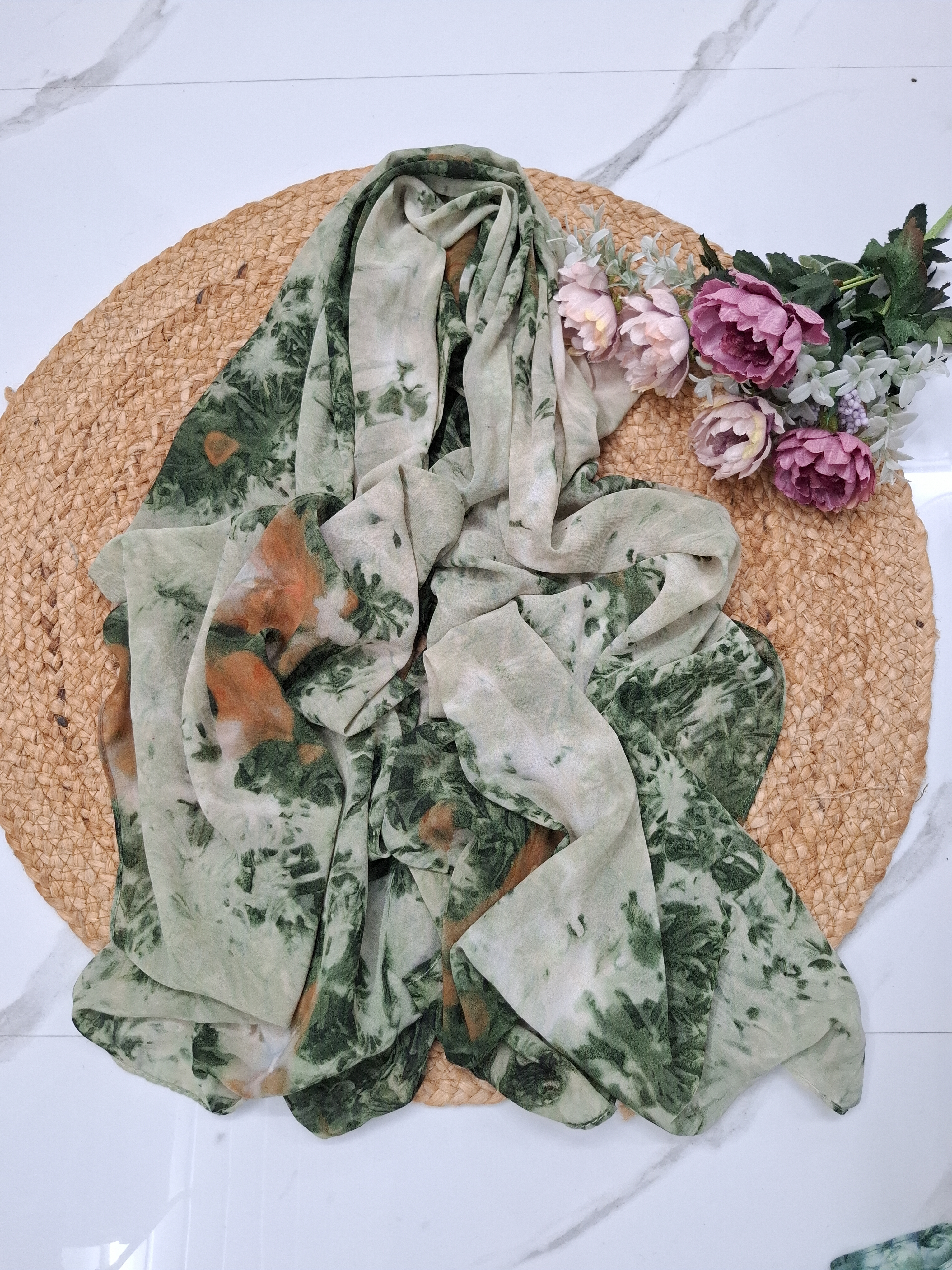  Green Tie dye Hijab