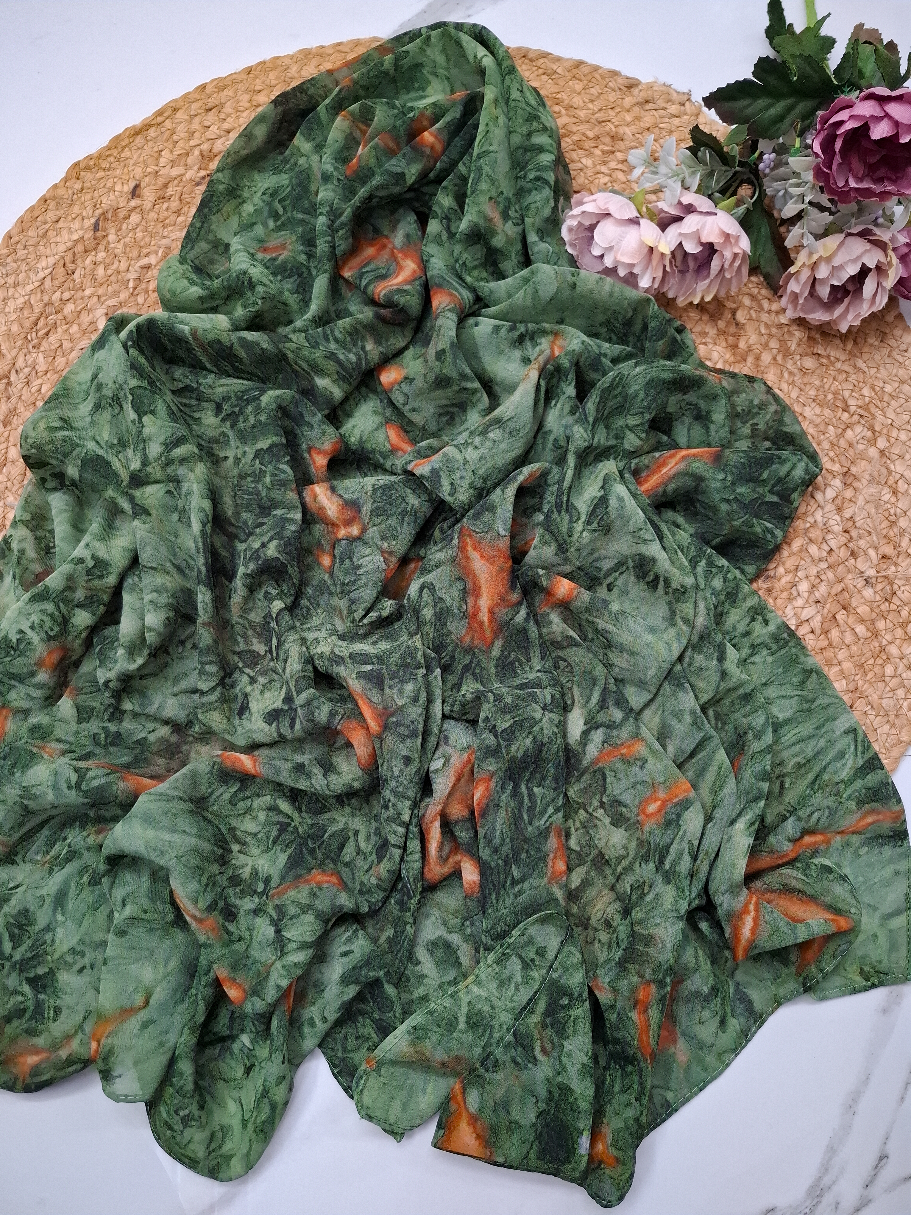  Green Tie dye Hijab