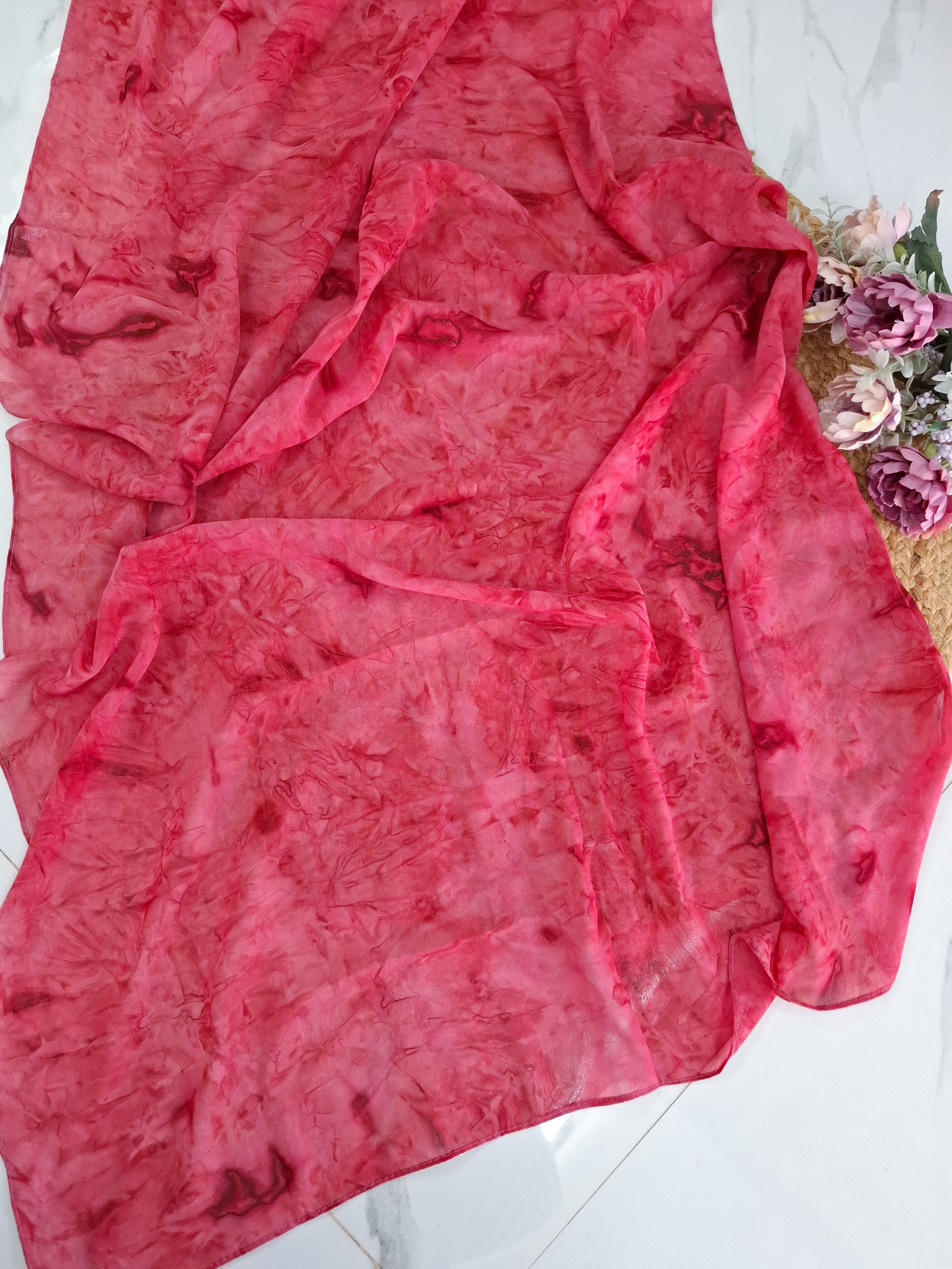 Dark Pink Tie dye Hijab