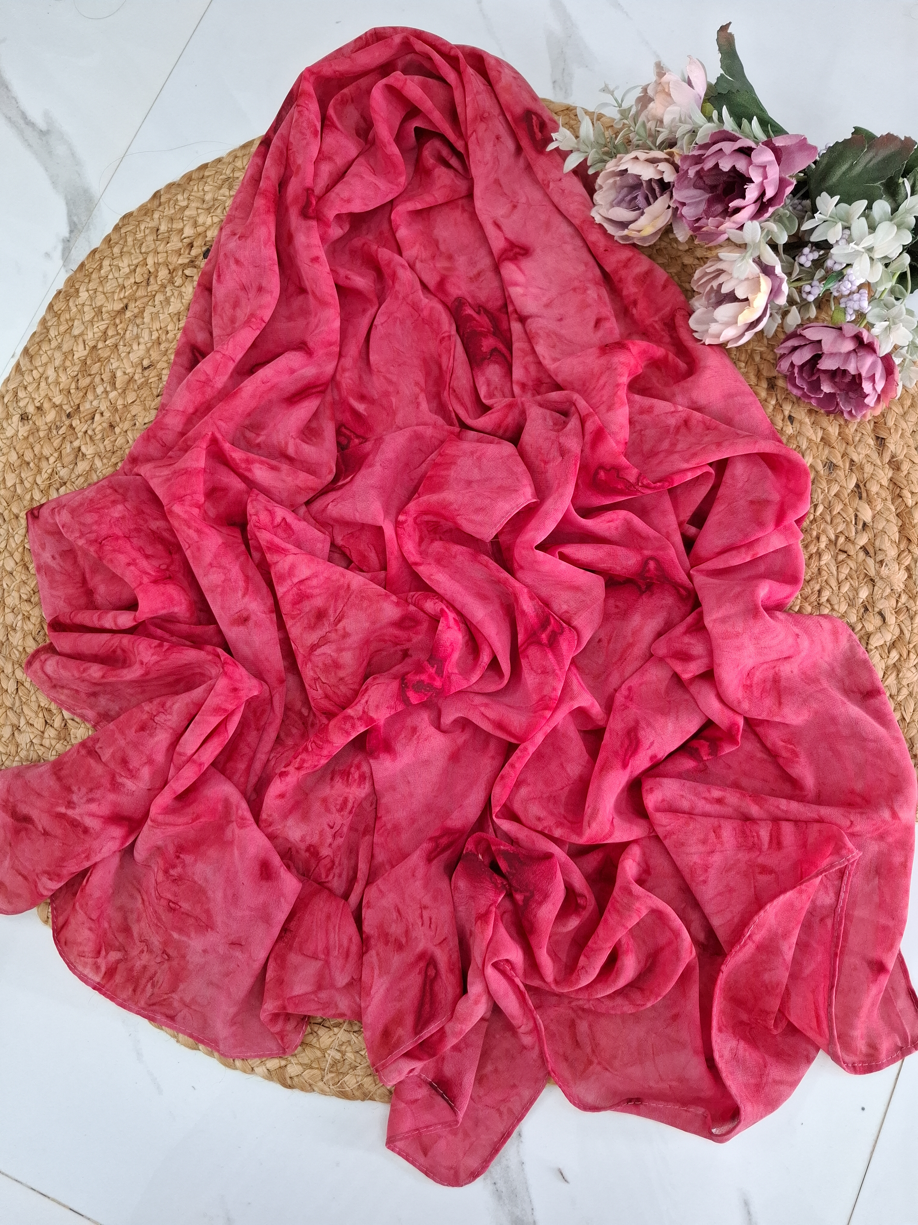 Dark Pink Tie dye Hijab