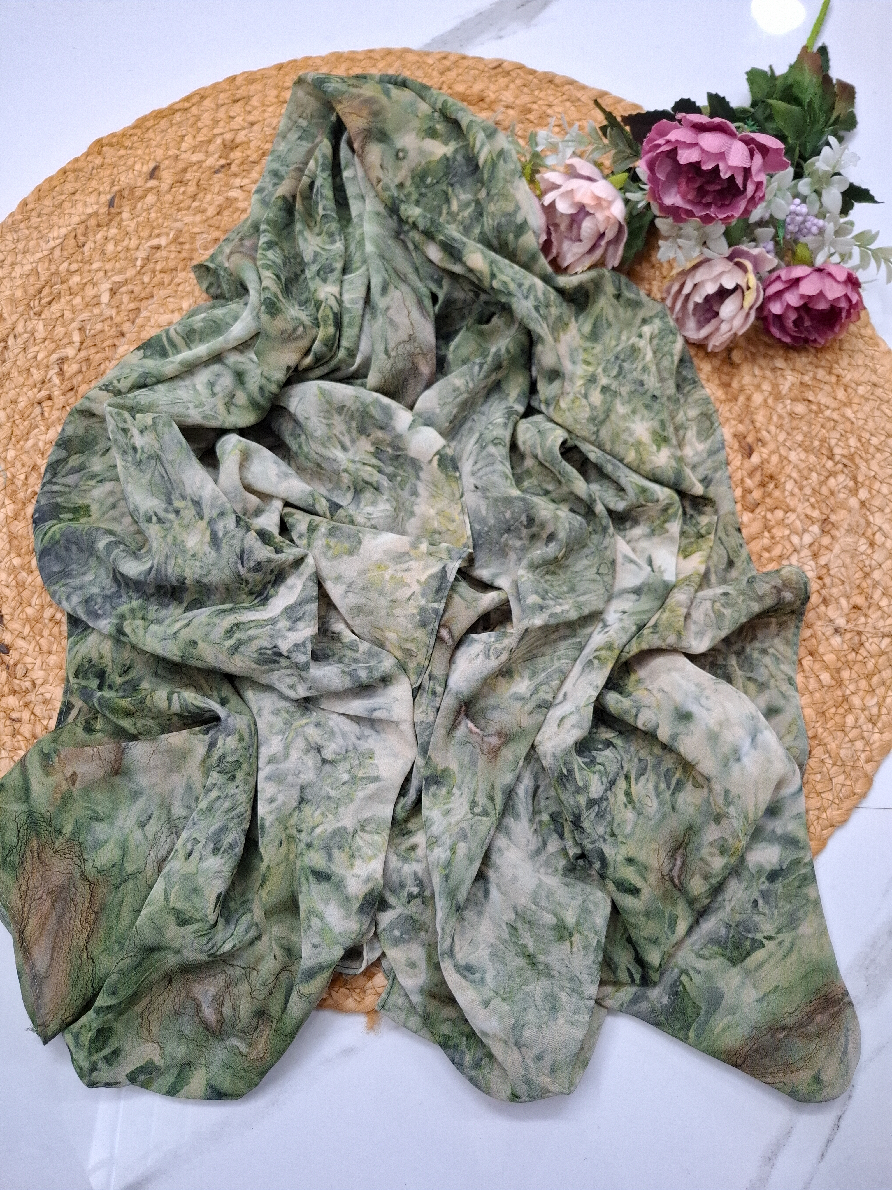  Green Tie dye Hijab