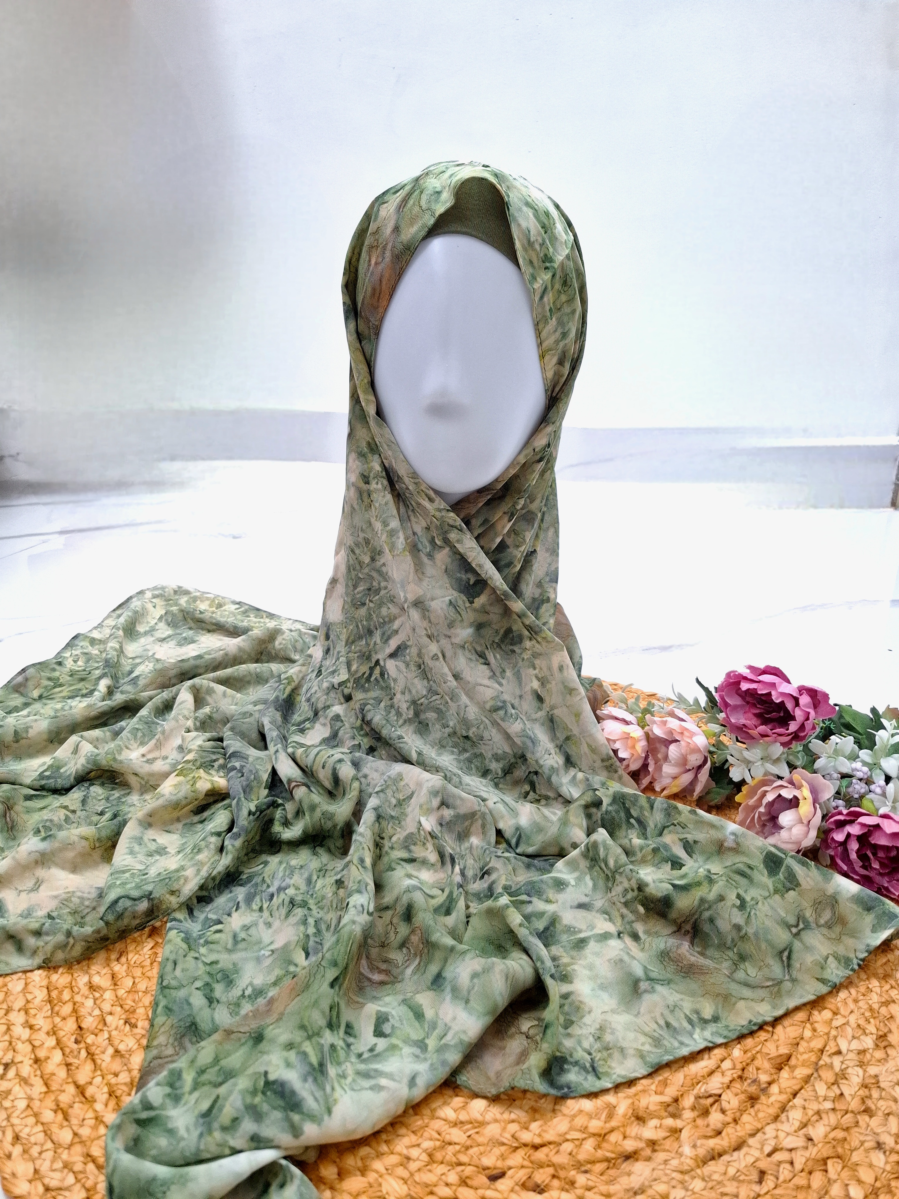  Green Tie dye Hijab