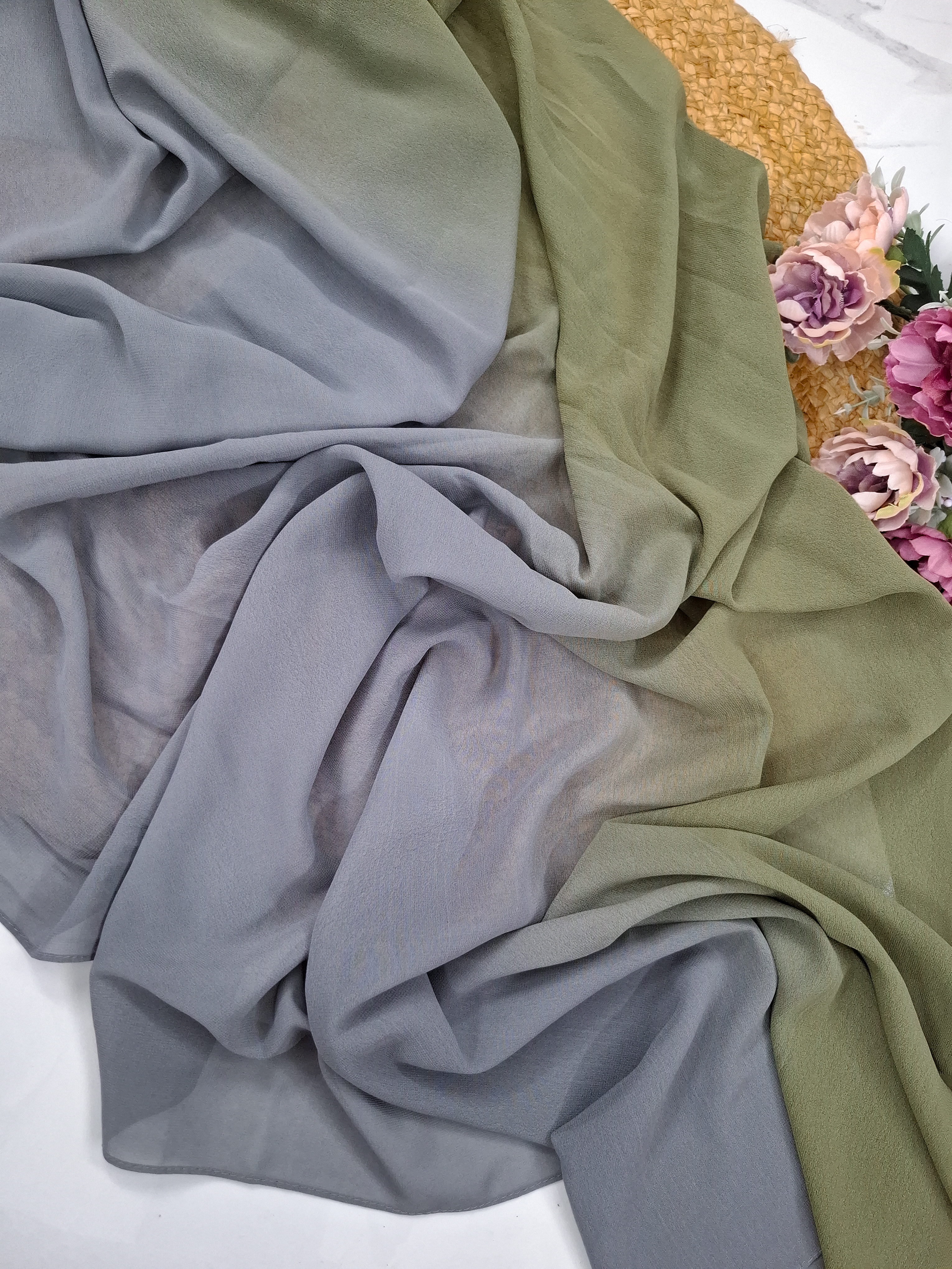 Green & Grey Ombre Hijab 