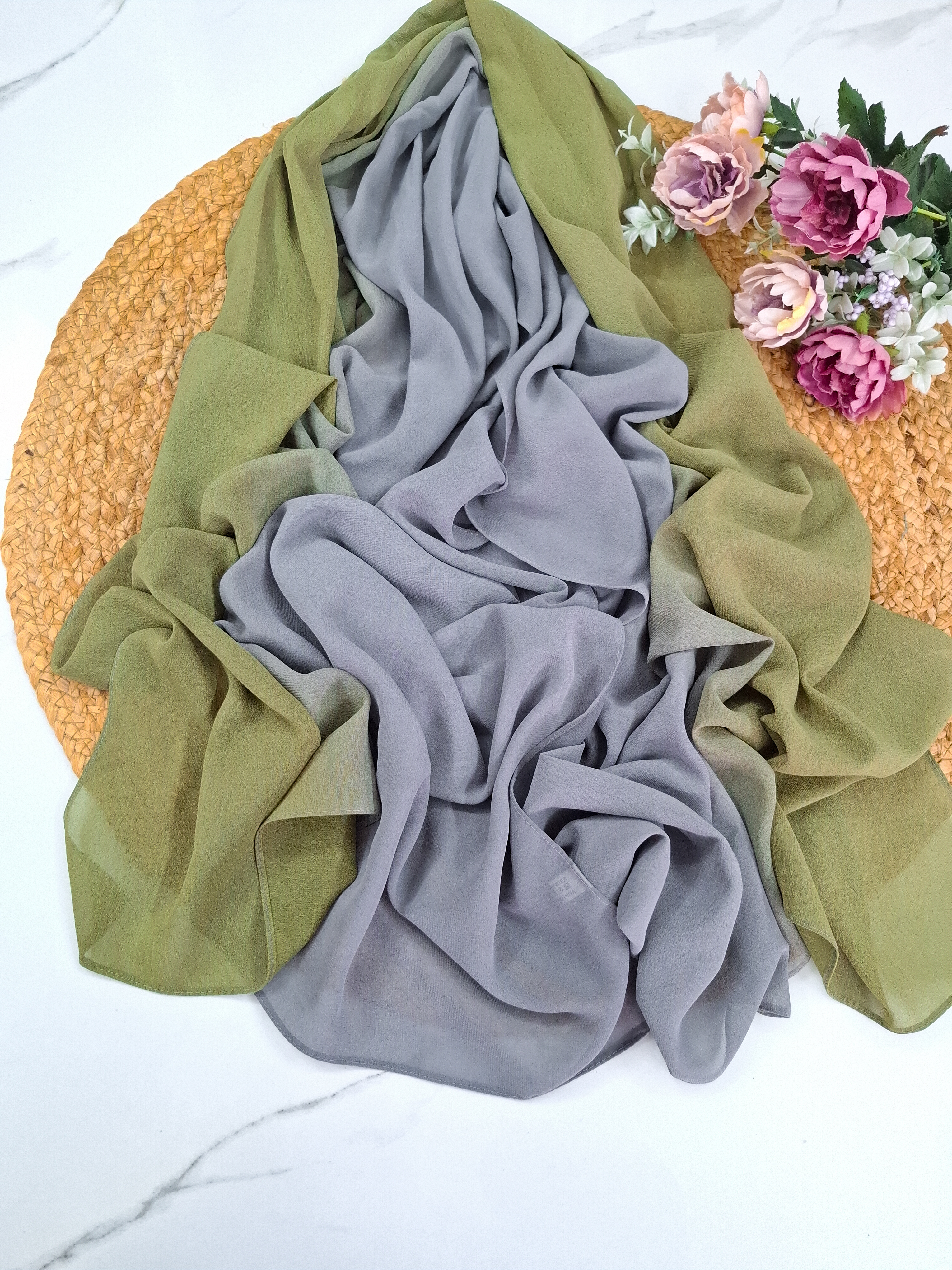 Green & Grey Ombre Hijab 