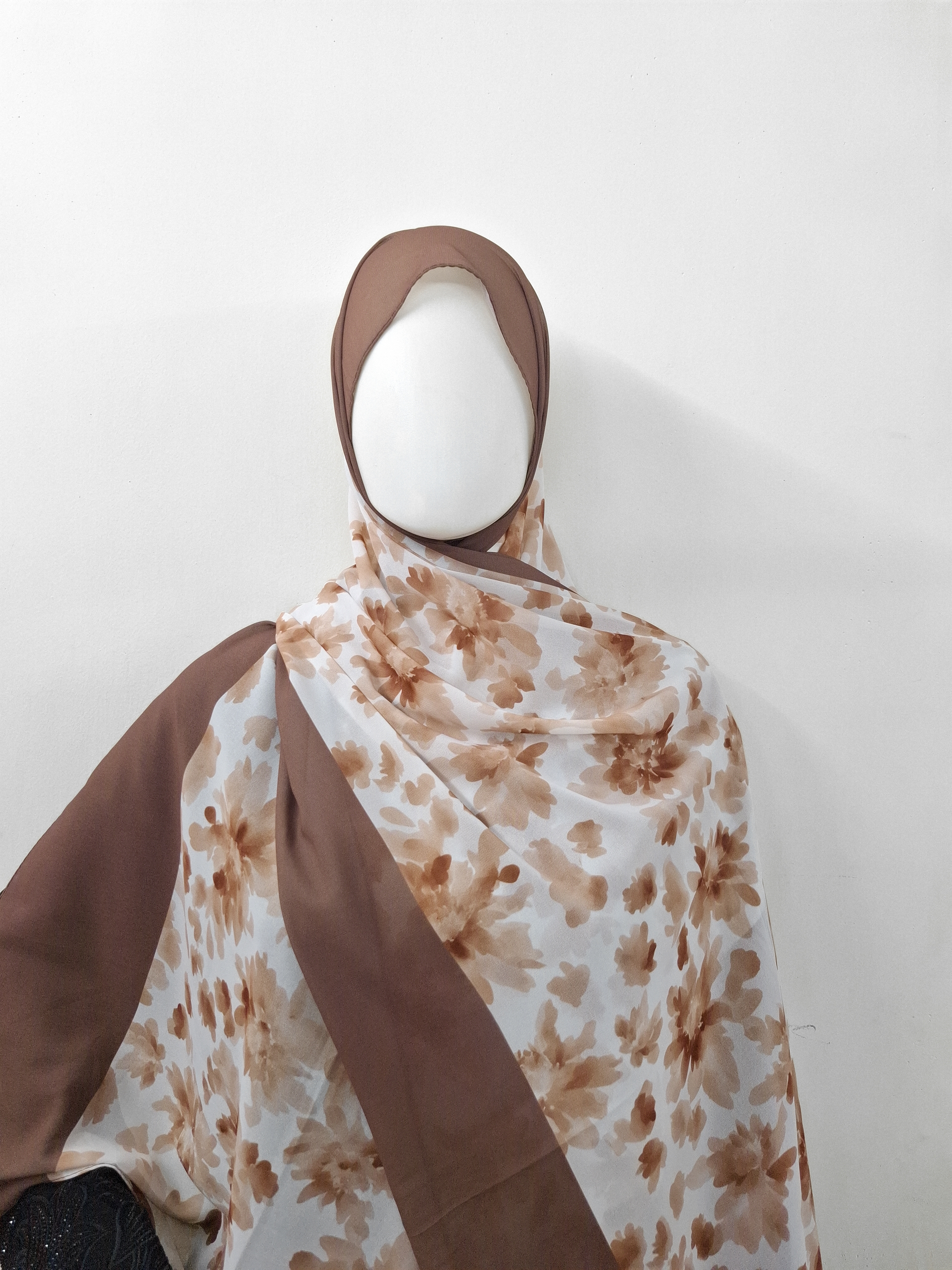 Brown Floral printed  Hijab