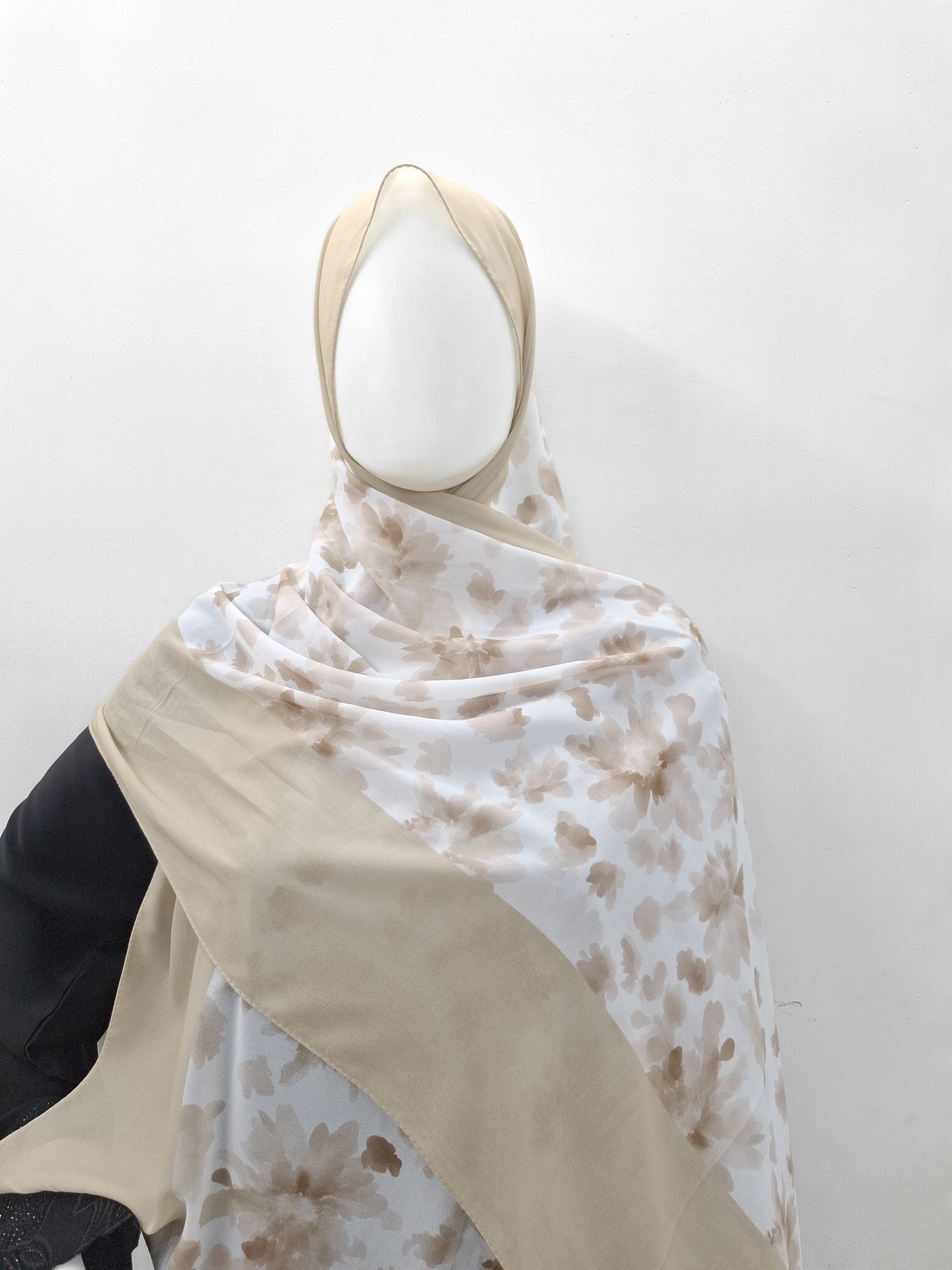 Beige Floral printed  Hijab