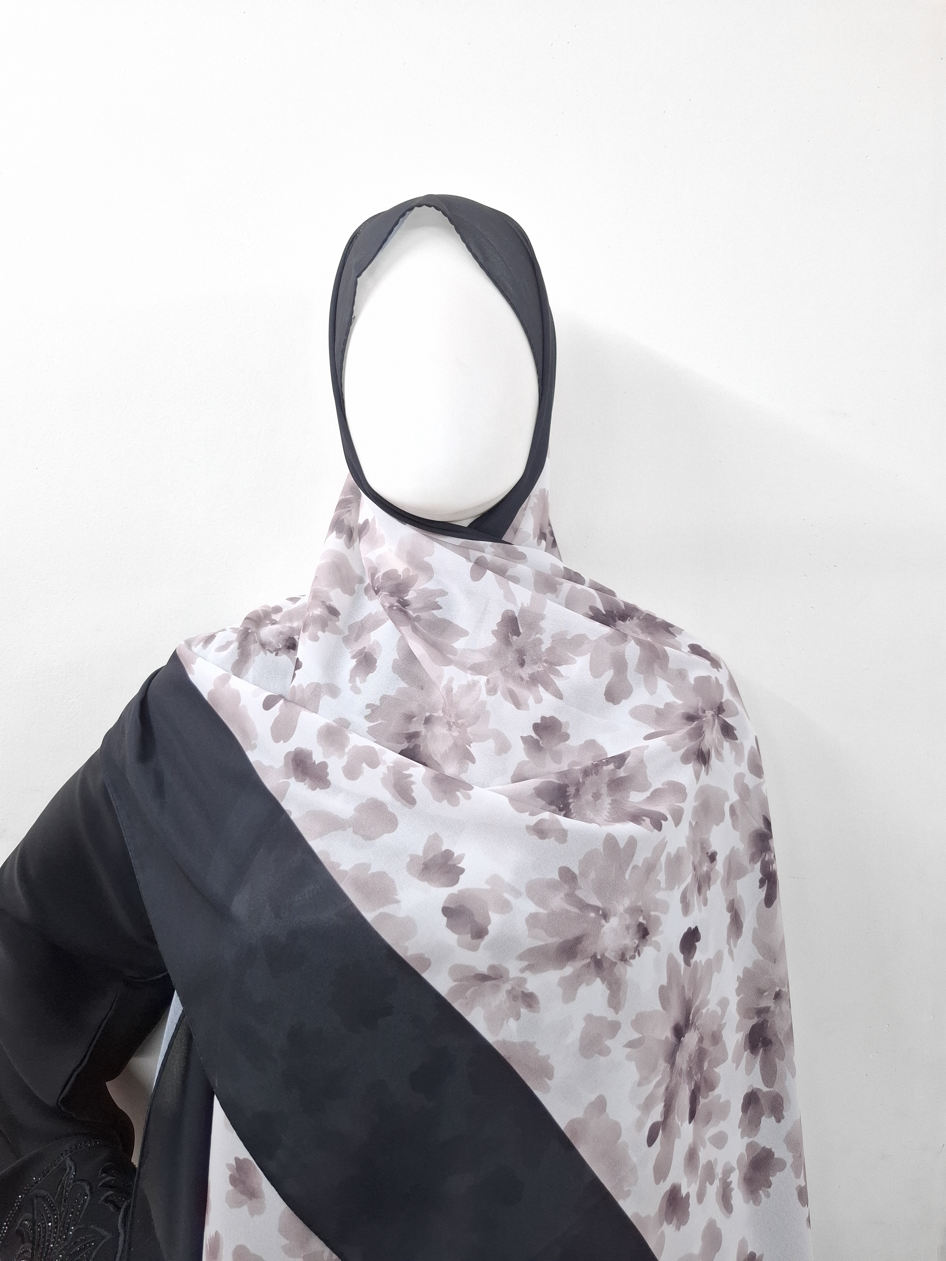 Black Floral printed  Hijab