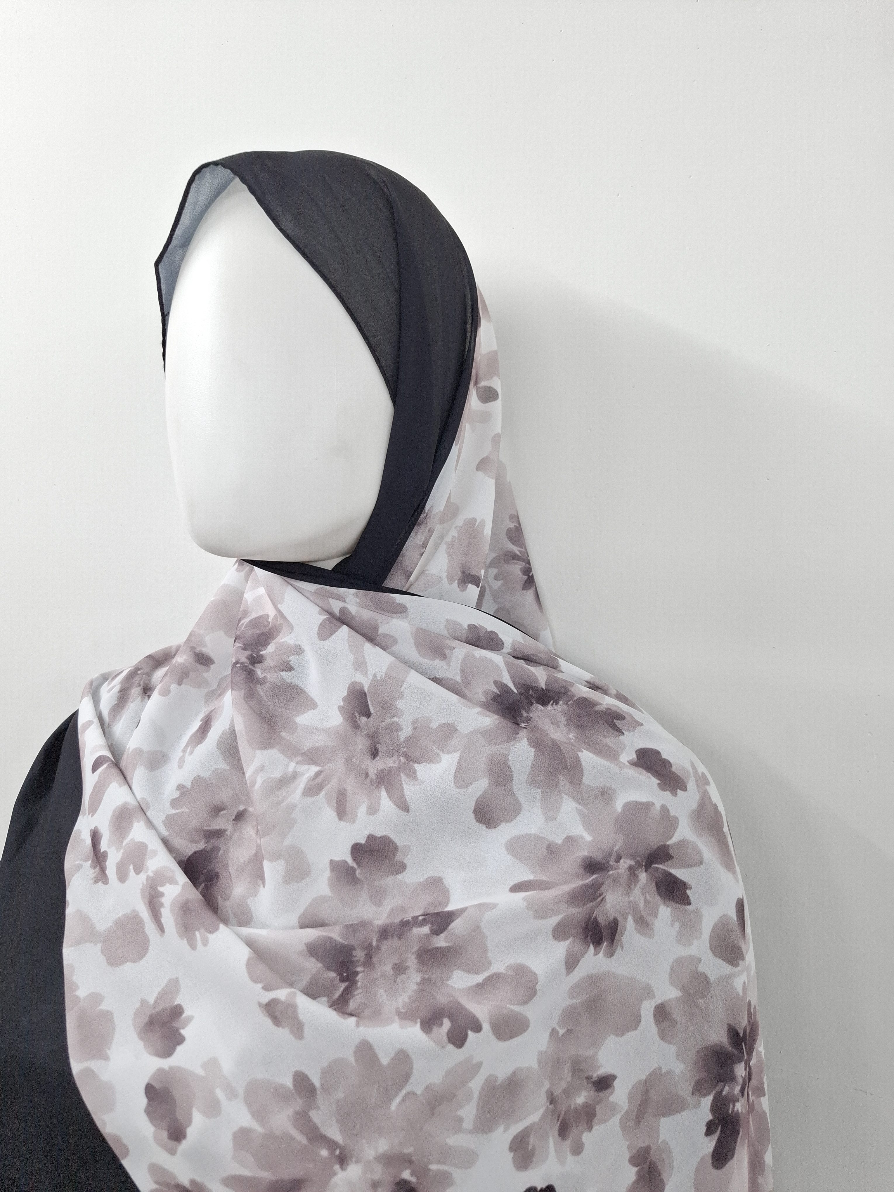 Black Floral printed  Hijab