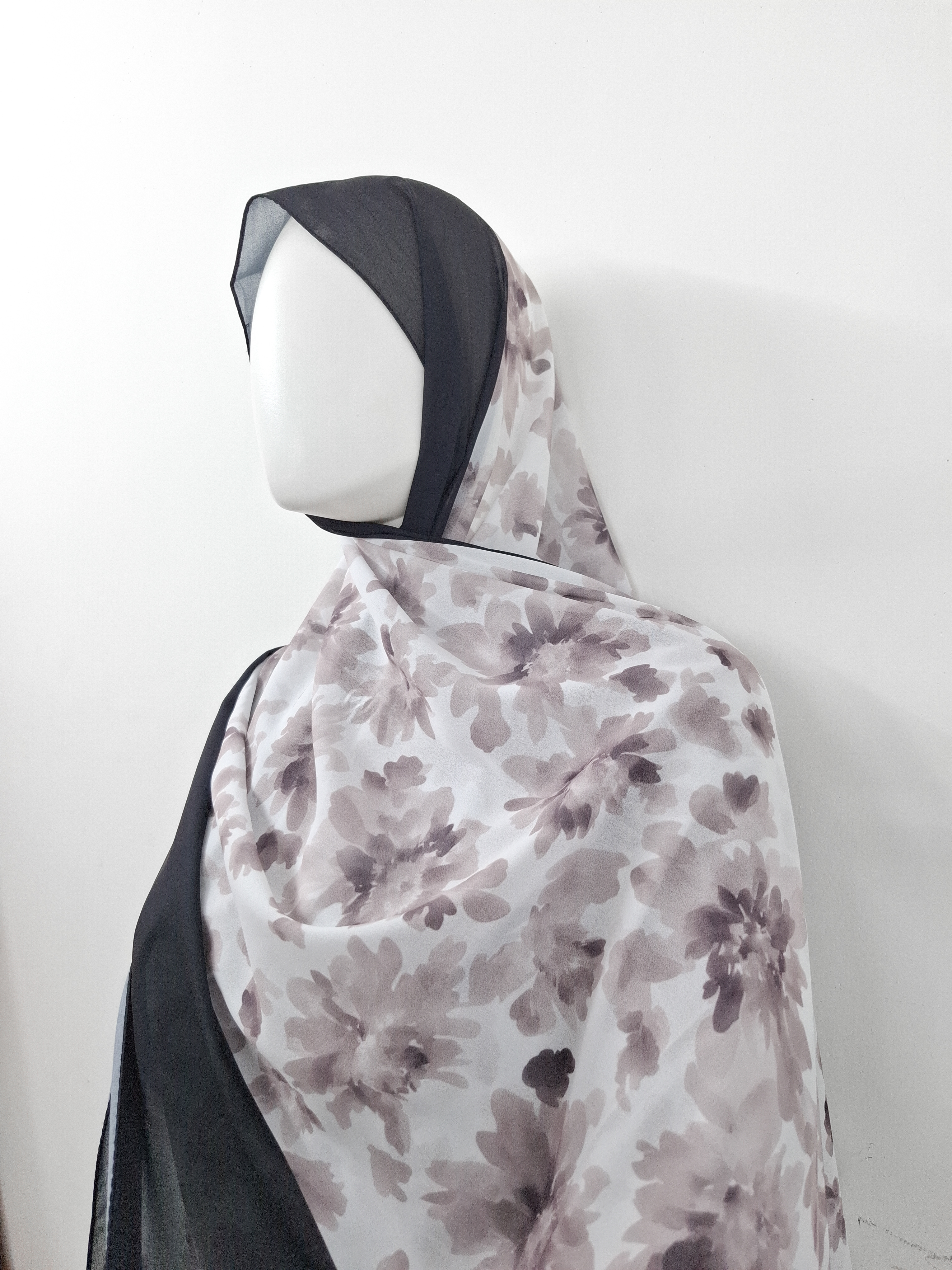 Black Floral printed  Hijab