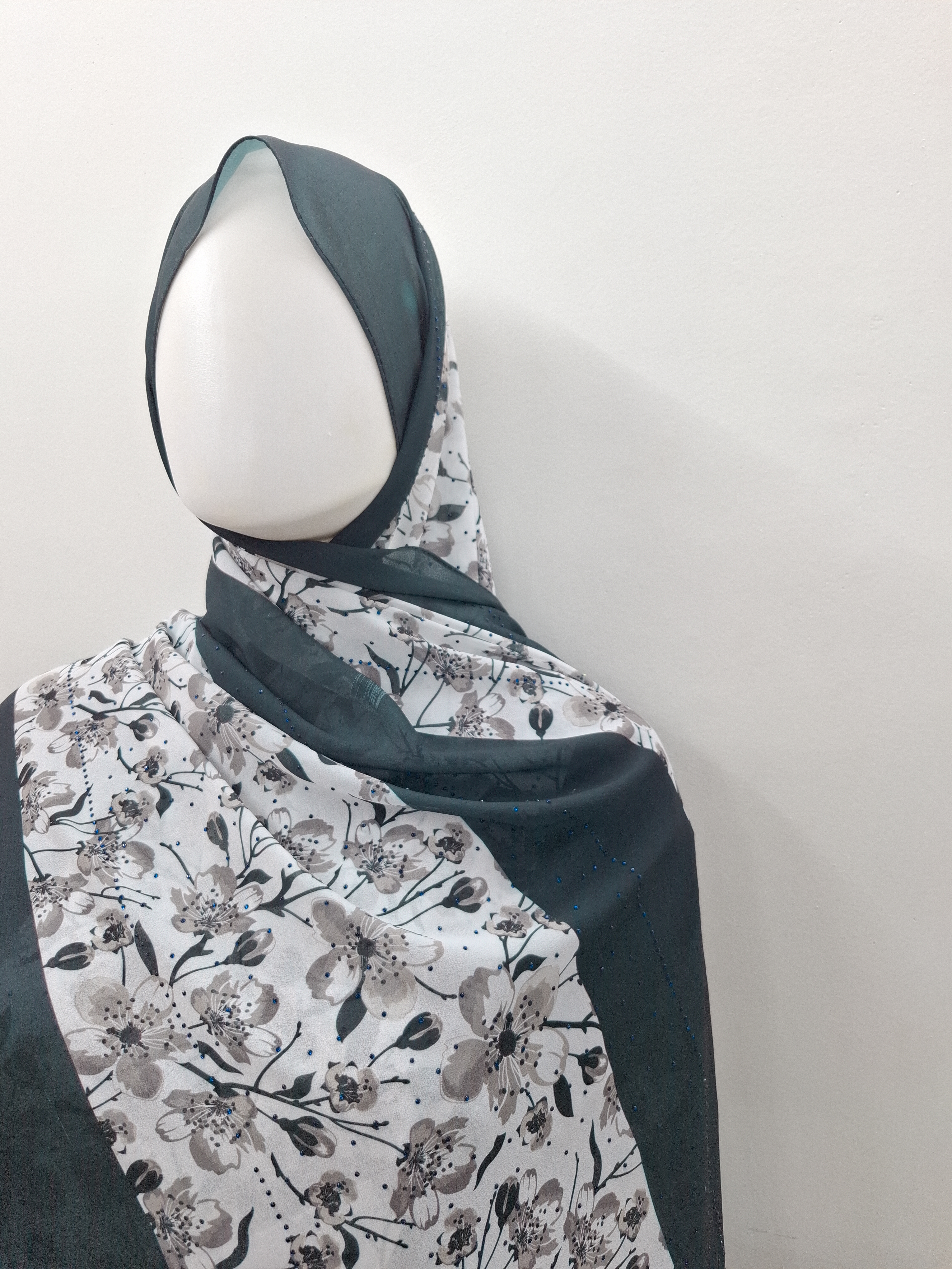   Floral Hijab with Stone Detailing 