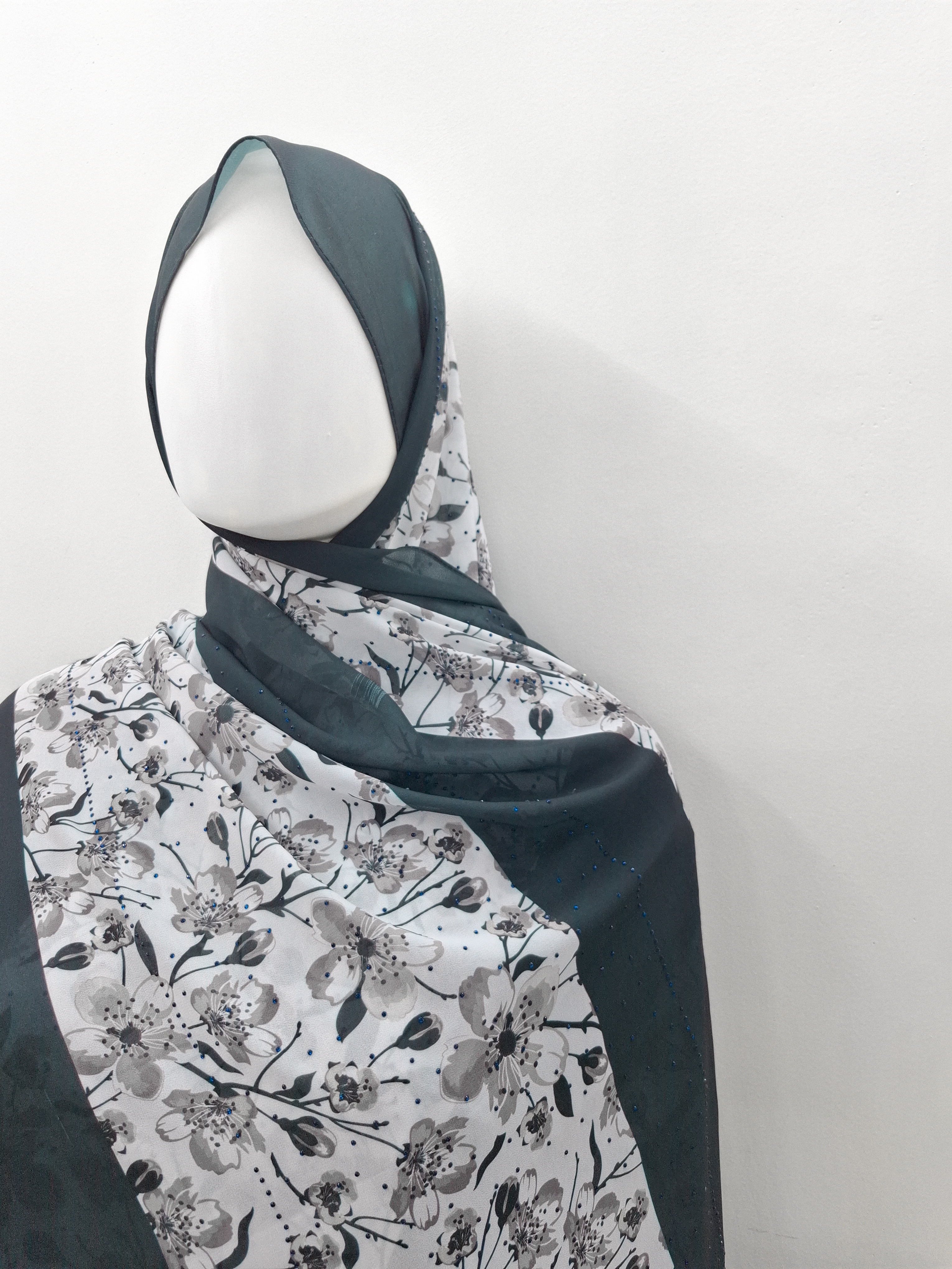   Floral Hijab with Stone Detailing 