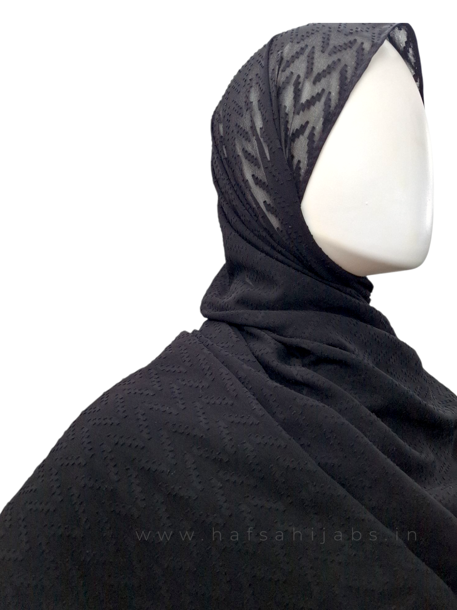 Black Self-Textured Wide Hijab 