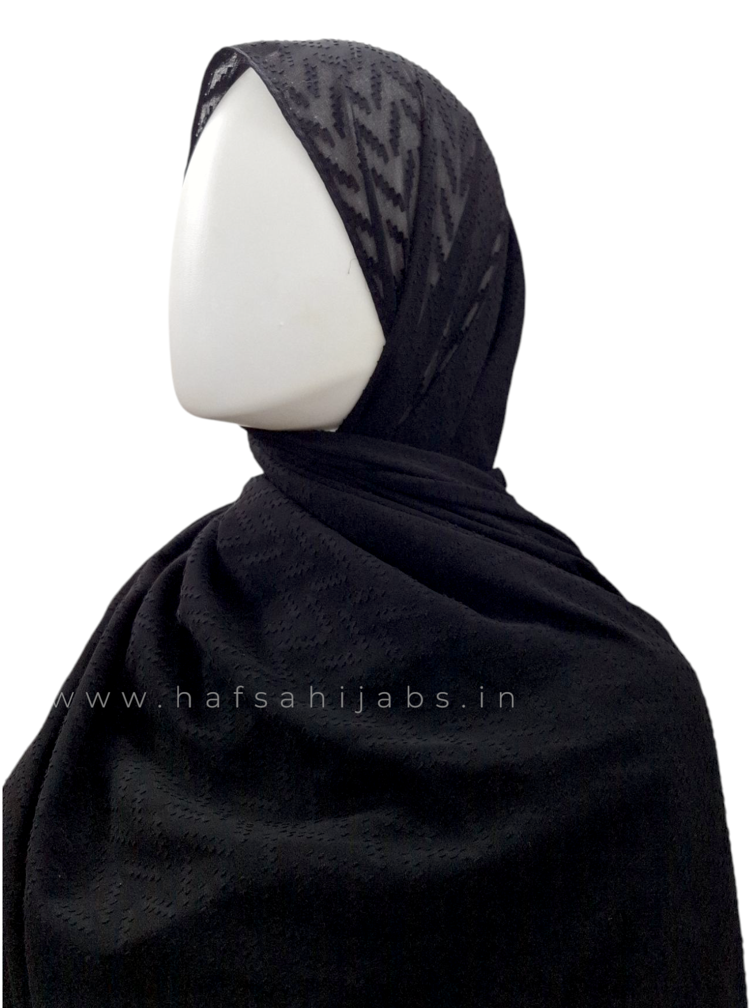 Black Self-Textured Wide Hijab 