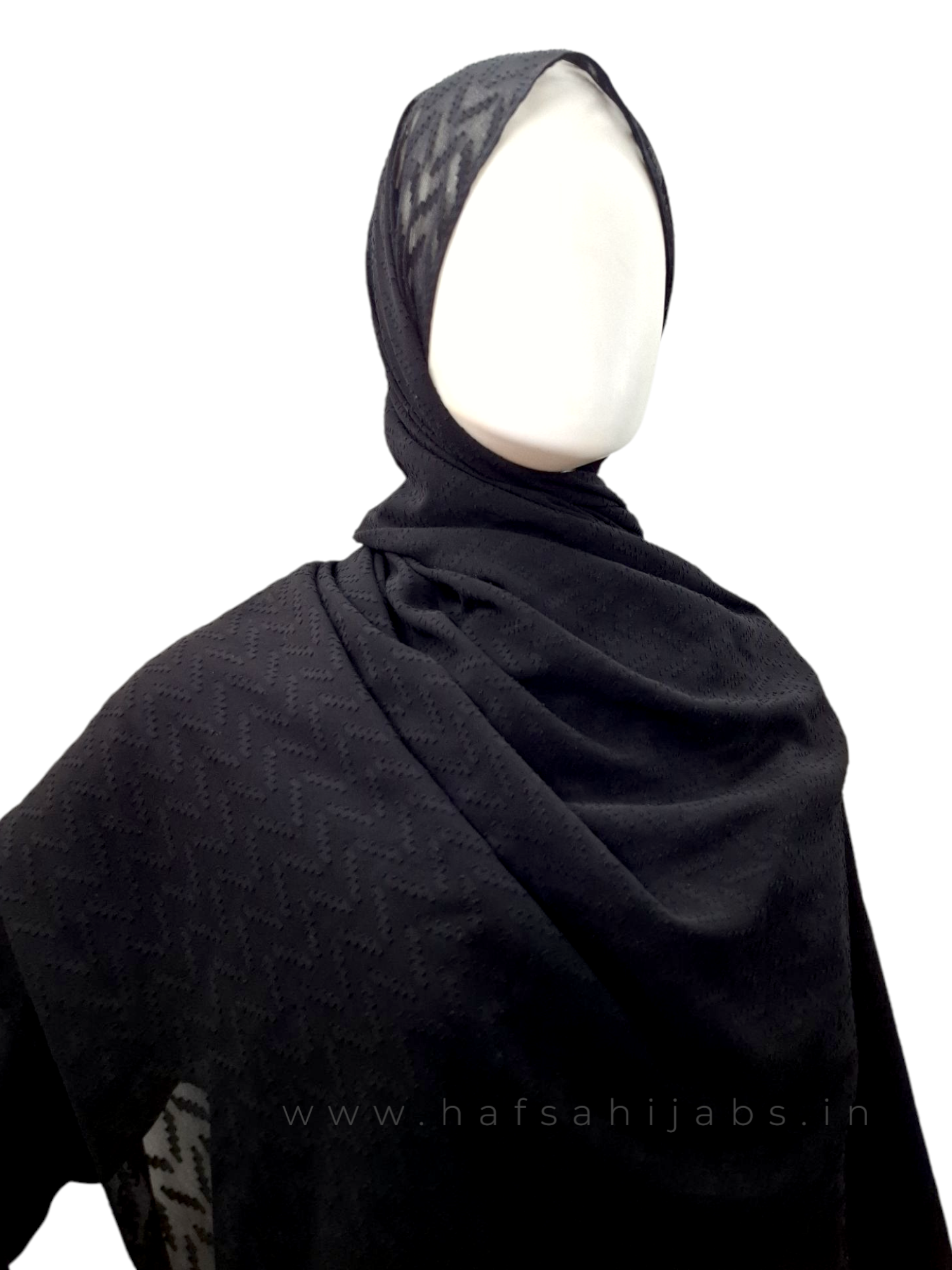 Black Self-Textured Wide Hijab 