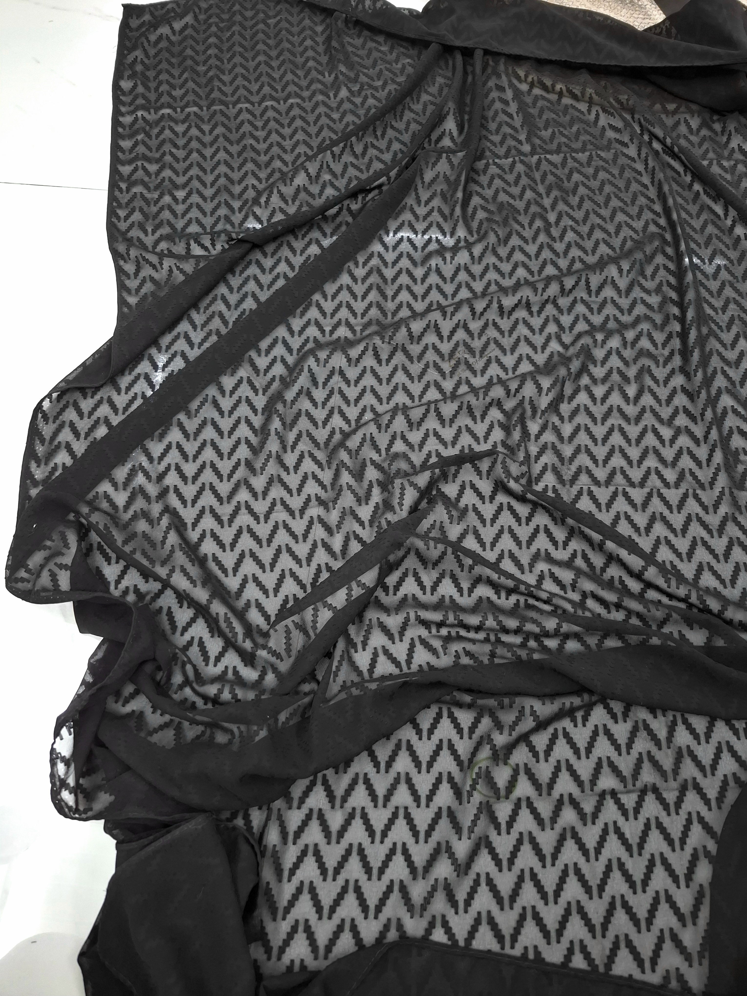 Black Self-Textured Wide Hijab 