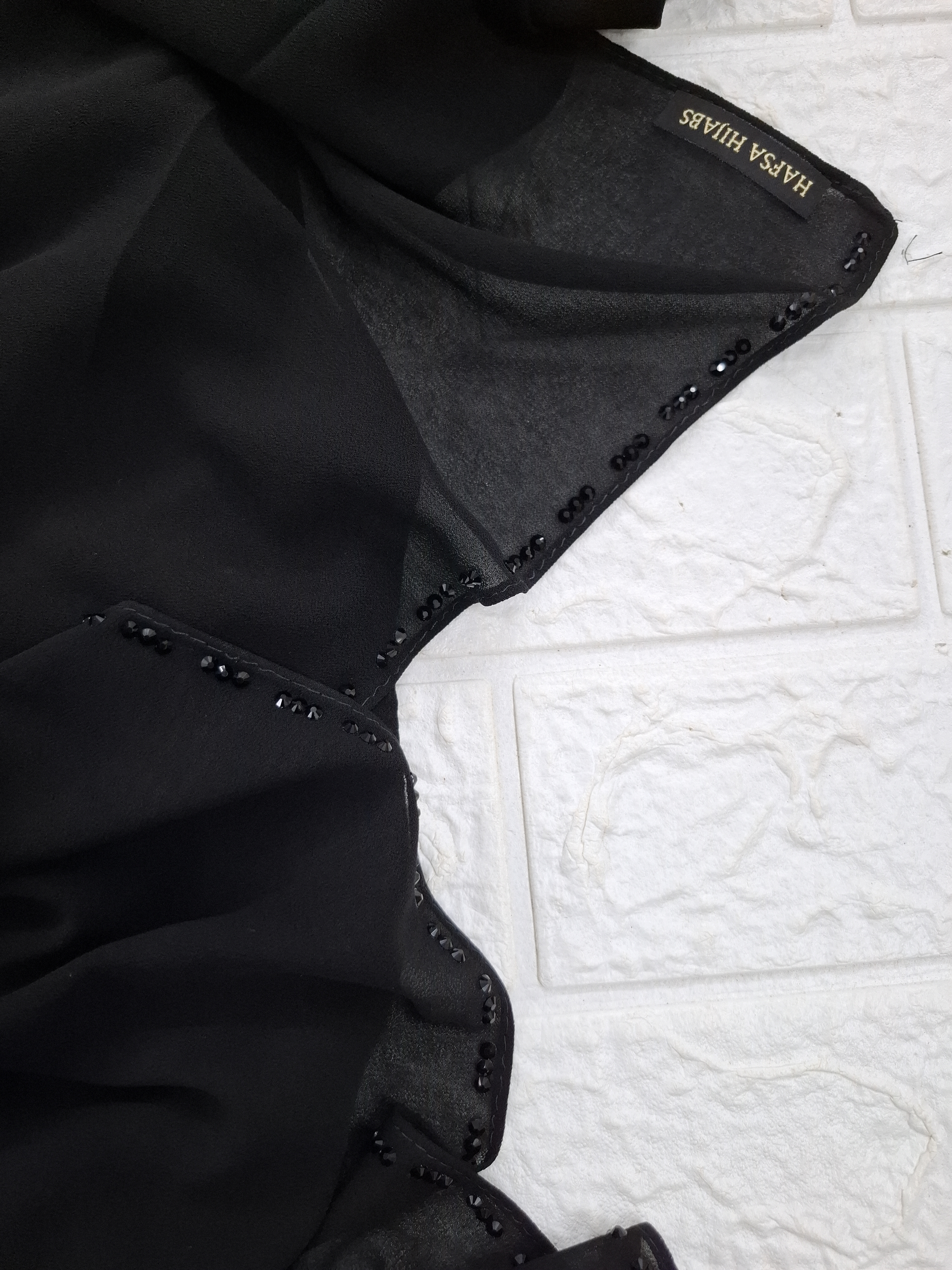 Black soft georgette  stone hijab