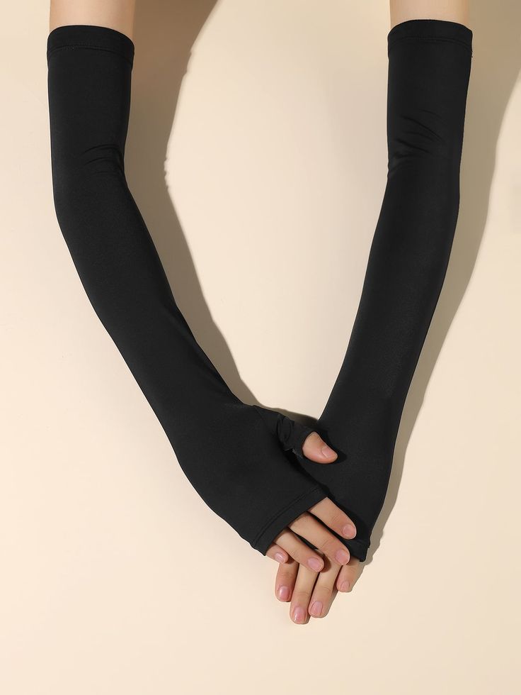 Black  thumb cut sleeves extender 