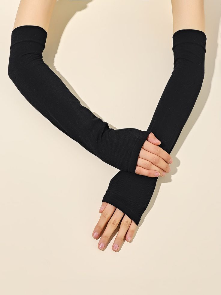Black  thumb cut sleeves extender 