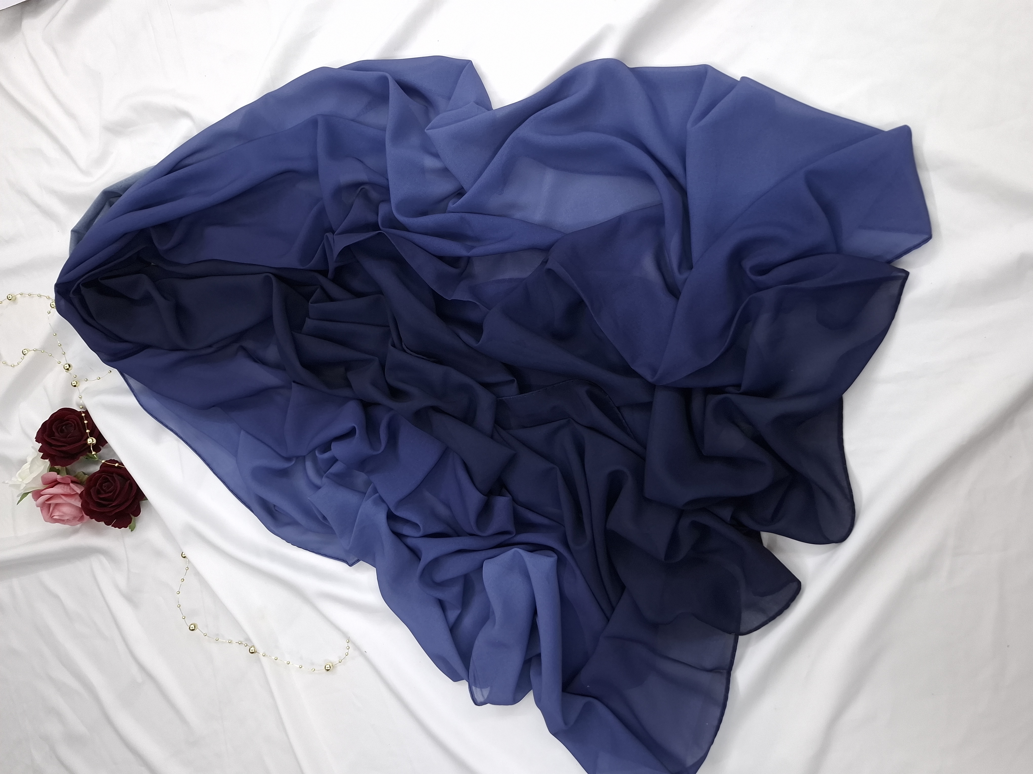 Premium Blue Ombre Chiffon Hijab