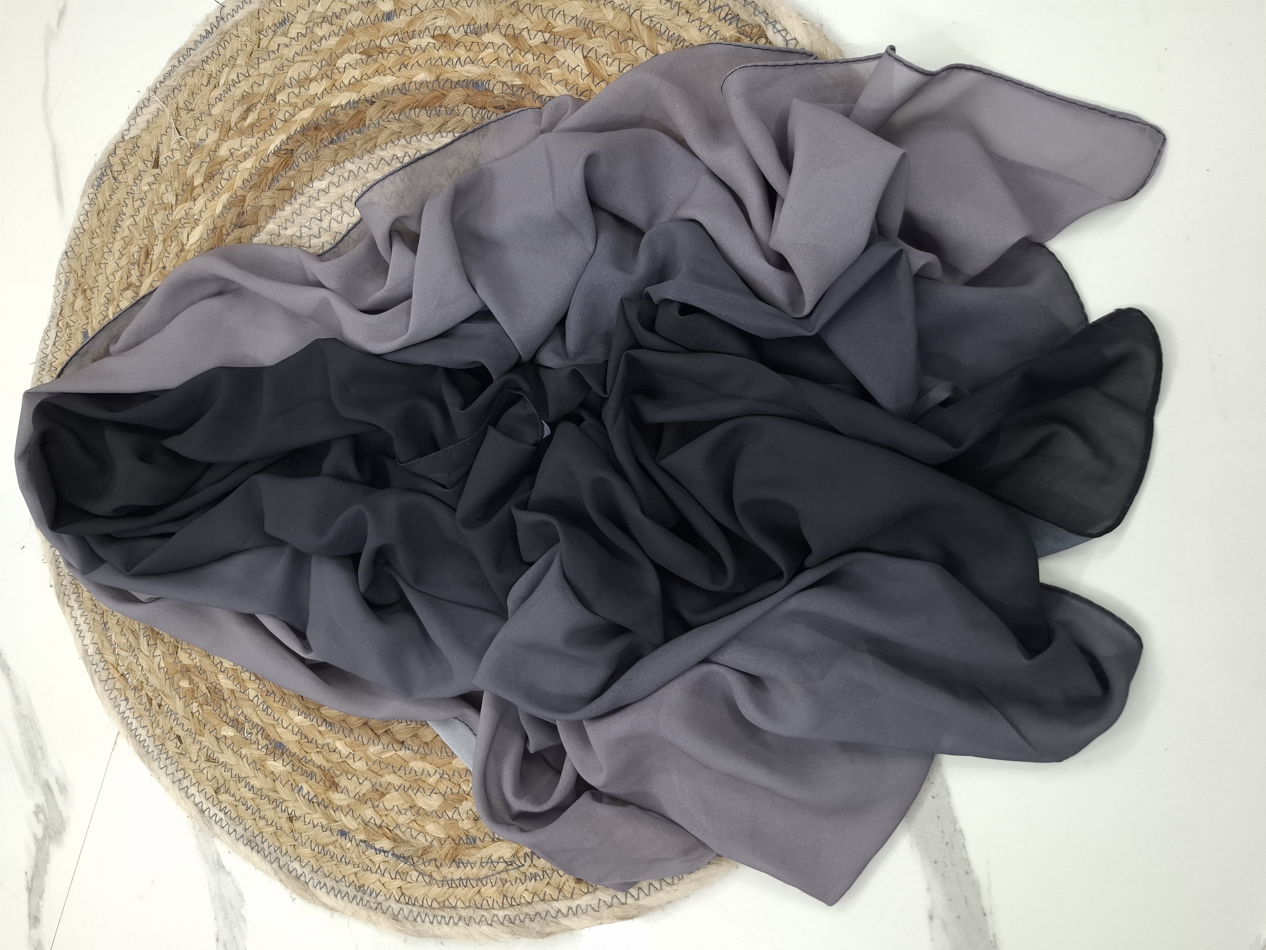 Premium black-grey Ombre Chiffon Hijab 