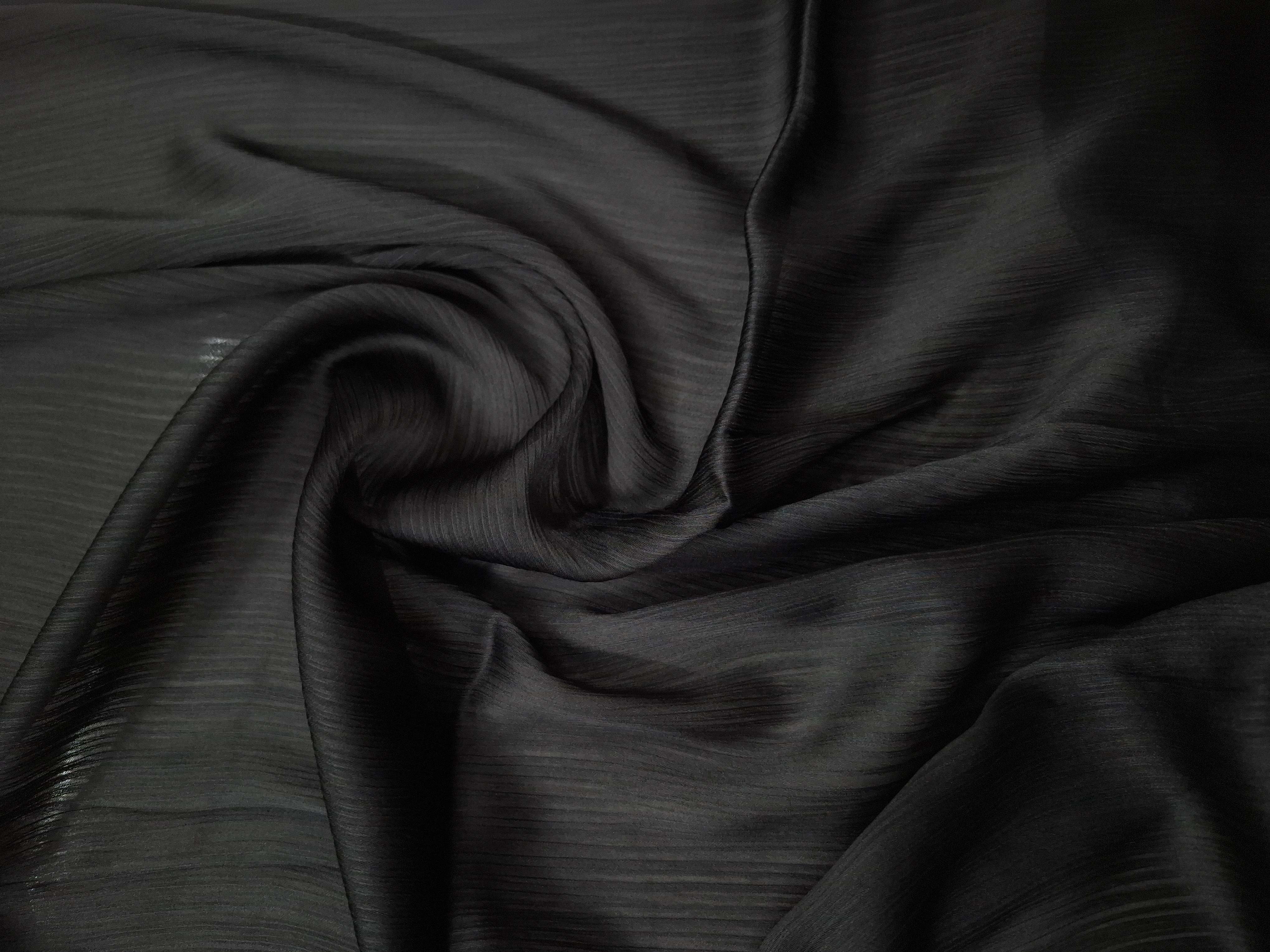 Black Crinkled Satin Hijab