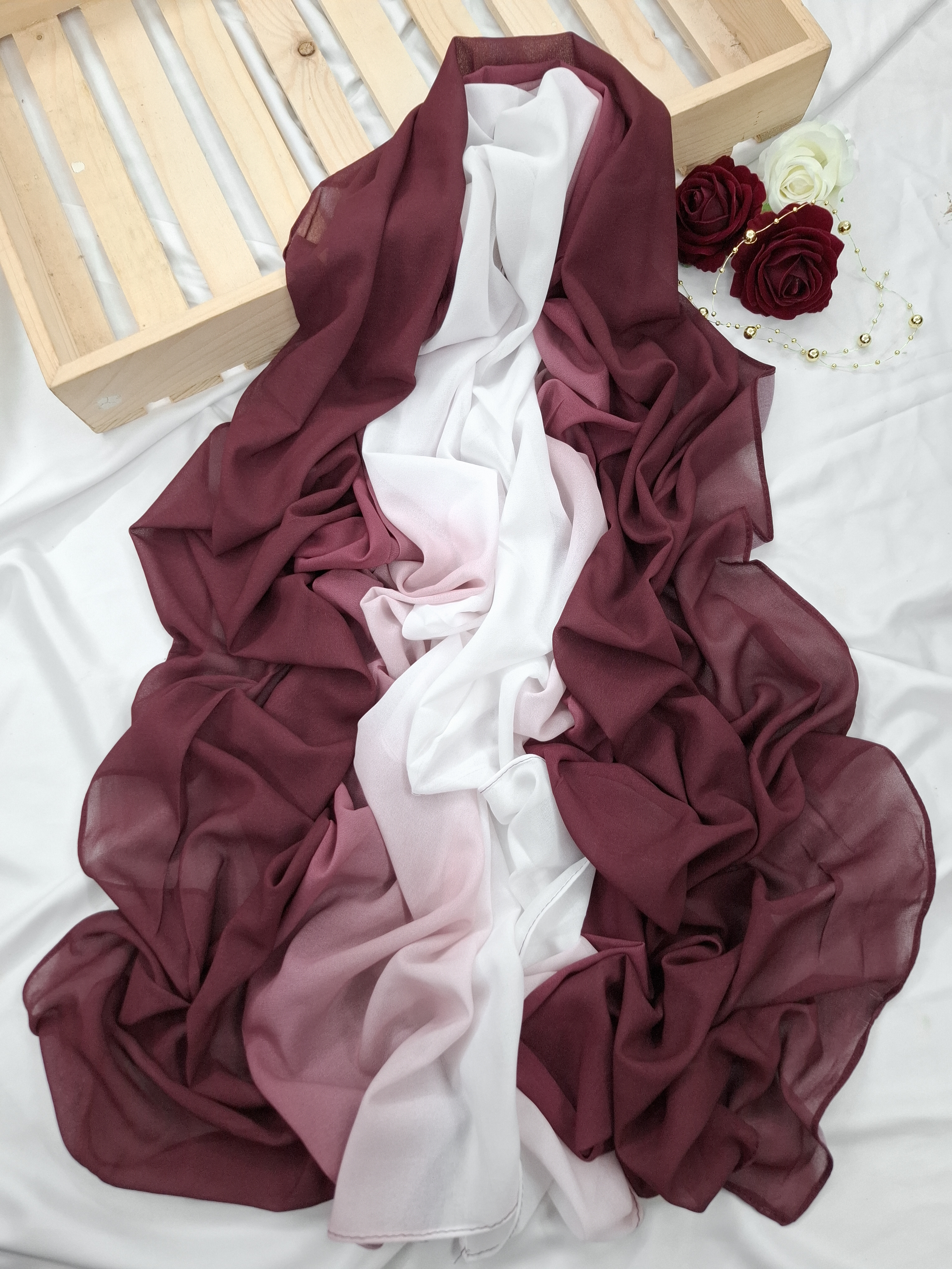 Premium maroon Ombre Chiffon Hijab 
